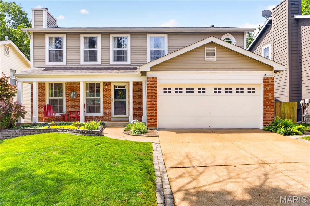Welcome home to this beautifully maintained two-story tucked against a peaceful wooded backdrop in the heart of Parkway School District. Thoughtfully updated throughout with hardwood flooring, neutral paint, updated lighting, and a finished lower level, this home offers the perfect balance of comfort, style, and everyday functionality. The main level welcomes you with an inviting layout designed for gathering. A spacious front living room fills with natural light, while the updated kitchen serves as the heart of the home with granite countertops, a center island, stainless steel appliances, subway tile backsplash, and abundant cabinetry. The kitchen flows effortlessly into the breakfast room and cozy family room, where a wood-burning fireplace creates the perfect place to unwind. Upstairs, the spacious primary suite offers a walk-in closet and beautifully updated private bath with a quartz vanity and modern finishes. Three additional bedrooms and an updated hall bath provide plenty of space for family and guests. The finished lower level adds even more room to spread out with a large recreation area, making it easy to entertain, relax, or simply enjoy extra living space. Step outside and you’ll quickly see what makes this home so special. The maintenance-free composite deck overlooks a private, tree-lined backyard that feels like your own personal retreat. Whether you’re grilling with friends, enjoying your morning coffee, or winding down around the paver fire pit, this backyard was made to be enjoyed. Mature trees provide exceptional privacy while the fenced yard and charming treehouse create the perfect setting for making memories. Located in coveted Oak Brook Elementary attendance area and just minutes from popular parks, shopping, restaurants, and everyday conveniences, this is more than just a beautiful house, it’s a place you’ll love coming home to.