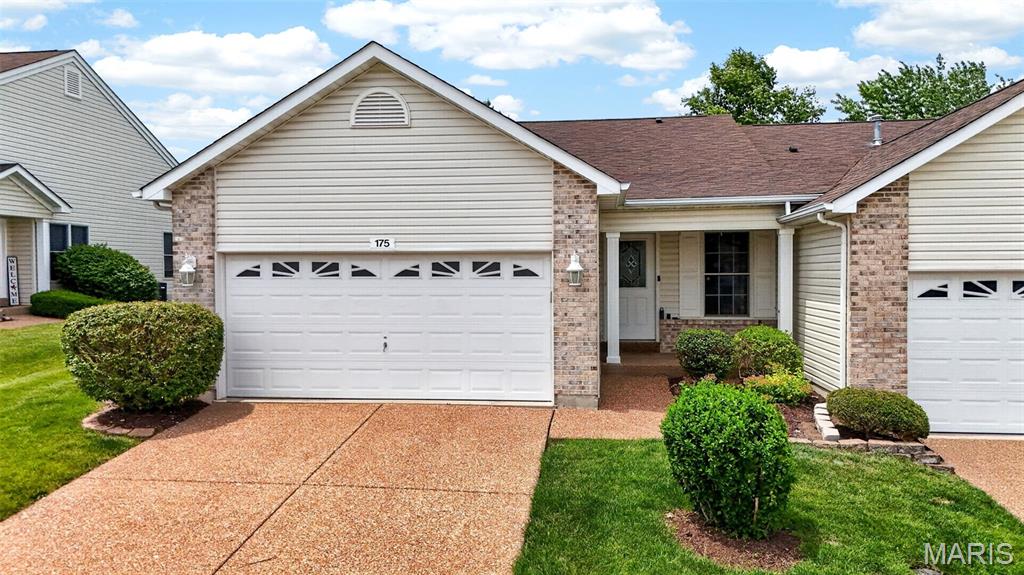 TURNKEY! This villa in the Golf Club of Wentzville is move-in ready! Curb appeal and location. Upon entry, note the vaulted ceilings, open floor plan, fresh paint, updated lighting, durable luxury vinyl plank flooring, and new stainless steel appliances. The neutral scheme allows plenty of options for personalization and individuality. The primary bedroom is spacious, with a large walk-in closet and an updated, full en-suite bathroom. The large secondary first-floor bedroom also has a fully updated attached full bath. A bay of living room windows and the full glass back door allow for a plethora of natural light. Down the stairs gives way to approximately 800 additional square feet of living space! A multipurpose "bedroom", home office, playroom, or whatever the buyer wants it to be (the sky's the limit), full bathroom, and closet to the left of the stair landing. To the right, a multipurpose living or movie room! The back deck is laid with durable composite surfacing and spacious enough for patio dining, lounge couches, BBQ grill, etc. Mature trees and landscaping line the exterior and rear of the property for added privacy and beautification. Two-car garage and exposed aggregate driveway lend to the curb appeal. Wentzville School District, access to Golf Club of Wentzville, Wentzville driving range, minutes from Hwy 40/70 interchange, numerous restaurants, stores, and entertainment.