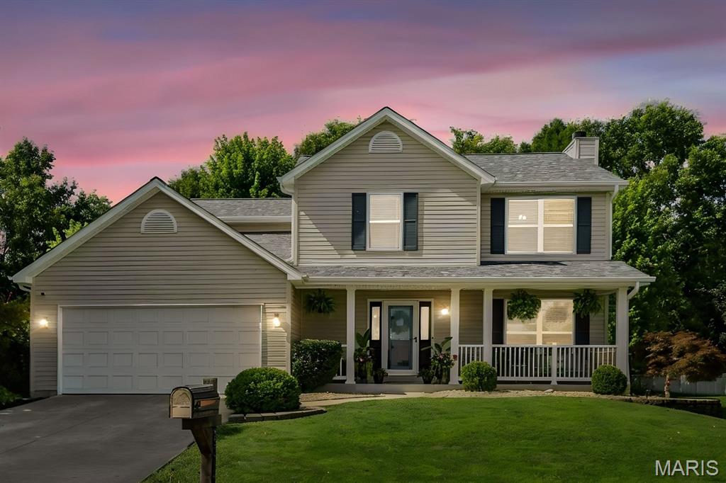 Beautifully maintained 2-story home situated on a level 1/3-acre lot just minutes from Winghaven, where you'll enjoy golf cart access to restaurants, parks, the library, shopping, and the beautiful neighborhood lake just one block away. The spacious floor plan features a welcoming living room with a wood-burning fireplace, breakfast room, and a bright, versatile dining room that would also make a wonderful sunroom, sitting area, or flex space. The kitchen offers stainless steel appliances, stylish modern lighting, new hardware, and plenty of workspace.

Since purchasing, the sellers have completed a stunning renovation of the primary bath featuring a large walk-in shower with a glass block window and a new double vanity. They also relocated the laundry to the second floor for added convenience and installed a custom closet system in the primary suite. Fresh, modern paint throughout gives the home an updated and inviting feel. The former main-floor laundry has been transformed into a functional mudroom/butler's pantry while retaining access to the laundry hookups.

The finished lower level provides an abundance of additional living space along with a convenient half bath. Outside, enjoy the large patio overlooking the level backyard with mature cleaned-up landscaping, a storage shed, and a newer playset that is included. Additional updates include newer roof, soffits, gutters, and downspouts (2021), radon mitigation system (2022), HVAC (2018), and LED lighting throughout. A wonderful combination of space, updates, and location in a highly convenient area.