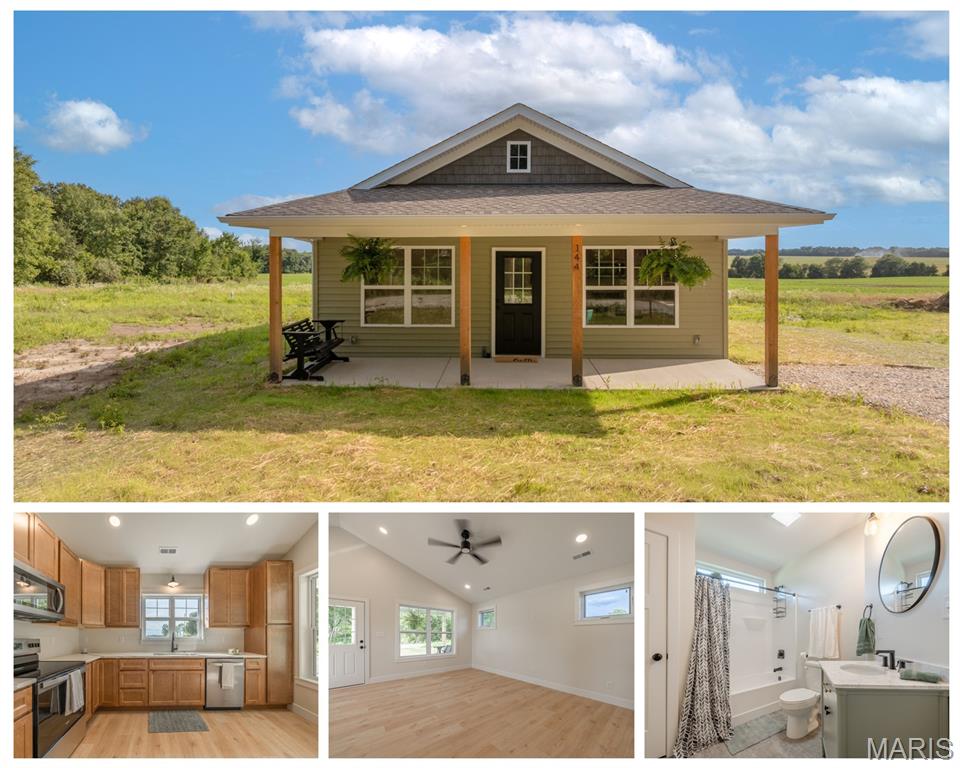 Brand new construction, a bit north of Hwy 70. This is a 2 bed 1 bath bungalow style home designed for energy efficiency and easy living. Zero entry front door means no steps to deal with. Open kitchen with eat-in dining area in front of a large window is also open to the living room. This area has a vaulted ceiling and is filled with light. Wide plank laminate flooring runs throughout, no carpet to keep clean! The side entry door goes to the parking area. A small shed for yard tool and mower storage is on the side of the home. Laundry room is across from the oversized closet.  The 2 bedrooms have a nice view of the backyard and both have private closets. The bathroom has a tub / shower combination and a high, long window for privacy and light. This home was built with 2 x 6 exterior wall construction, and has a super high efficiency HVAC that is also has a heat pump option. Built for long-term energy efficiency over the life of the home. The concrete slab is also insulated underneath.  On public sewer and a shared private well that has a new pump and will service 2 more homes in the future. Home was custom designed by a local architecture company working with the owner to combine the best features possible. This joins the lot with the well and well house on the right.  The vacant .20 acre lot on the left is available, if desired for an additional $25,000. Will have rights to the well if desired for future development.  Owner is a licensed broker in the state of Missouri.