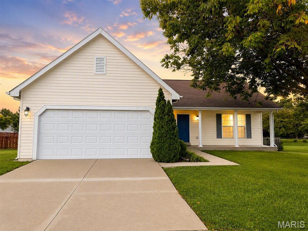 Welcome home to 16455 Hampden Pl, a charming ranch-style home in the desirable Villages at Barrington Downs neighborhood! From the moment you arrive, you will notice the inviting curb appeal, attached two-car garage, covered front porch, mature tree-lined setting, and spacious yard. Inside, this home offers a bright and functional main-level layout with comfortable living spaces, great natural light, and an easy flow for everyday living. The home features 3 bedrooms and 2 bathrooms, making it a great fit for buyers looking for convenience, space, and a well-established neighborhood setting. Enjoy the benefit of a large driveway, attractive exterior, private-feeling backyard space, and a location close to shopping, dining, parks, schools, and major roadways. Villages at Barrington Downs is known for its neighborhood feel, sidewalks, green space, and convenient North County location. Whether you are a first-time buyer, growing household, or investor, this home offers a great opportunity in a sought-after Florissant community. Do not miss your chance to make this one yours!