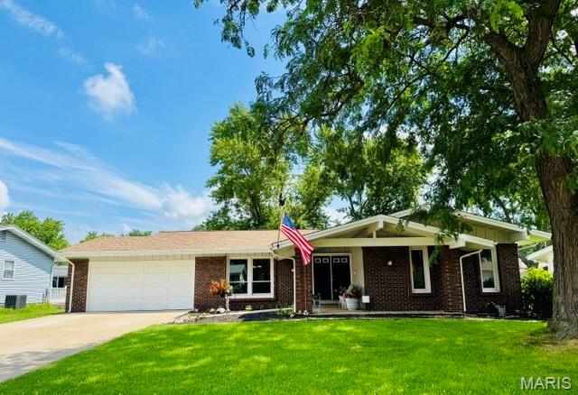 Location, location, location! Less than 10 minutes from Boeing, the airport, walking distance to elementary school, parks, etc! Where else will you find 4 bedrooms & 2 full baths for this price in 63042?! This super clean ranch has been meticulously maintained & is move in ready w/ occupancy already done! Gorgeous curb appeal with oversized covered front porch & nearly maintenance free exterior w/ vinyl enclosed soffits/fascia, striking brick, architectural shingles, vinyl siding, & fresh paint. Large entry foyer welcomes you into brand new luxury vinyl plank flooring, updated lighting fixtures, fresh interior/neutral paint, updated bathrooms w/ tile floors & more. Cozy hearth room off kitchen w/ wood burning fireplace & French doors leading outside to 2 patios w/ plenty of space for entertaining & backyard cookouts in your fenced yard w/ garden. Owners suite & front bedroom both have his & hers closets & can easily accommodate a king size bed. Some windows have been updated to Anderson & other updates include ceramic tile shower, newer doors, newer high efficiency HVAC, electrical upgrades, Leaf Filter on gutters, brand new main plumbing stack, oversized driveway replaced & widened, additional blown insulation in attic, sump pump & drain tile system, & more! You will love the quiet, peaceful street & convenient proximity to all your daily needs!