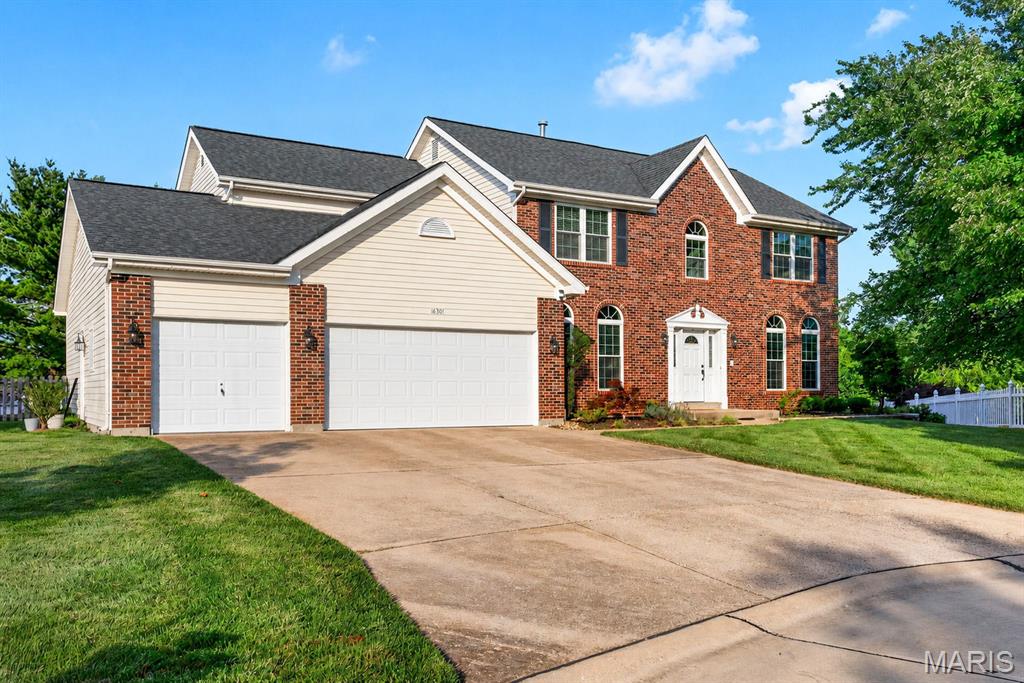 This exceptional residence is one of the largest homes in the neighborhood, offering nearly 4,300 square feet of luxurious living space. Situated on a tranquil cul-de-sac, the home features a stunning backyard private oasis w/ a flat, half-acre fenced lot. Enjoy mornings and evenings with a serene setting on the back deck or around the fire pit area. Neighborhood located in Rockwood School district and is great for walking with sidewalks. The professionally remodeled kitchen is complete with high-end finishes; banquette seating, gas stove, stainless steel appliances, pantry w/ slide-out shelving, & a wet bar area complete w/ a mini fridge, new ice maker, and sink. Kitchen opens to a large family room & a wood burning fireplace. The large upstairs bedrooms feature ample closet space, with an updated guest bathroom. Primary bedroom is complete with a fully remodeled bathroom, heated floors, & a large walk-in closet. The finished lower level includes a wet bar area, workout room, & a large recreation room. Plenty of space with a 3 car garage. Make this one yours today!