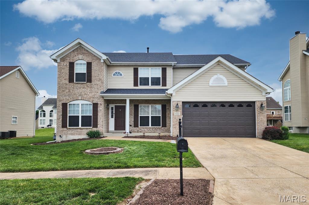 Your summer starts here! Welcome home to endless possibilities. Priced below appraised value. Passed St. Louis County Occupancy Inspection. Private Backyard Pool! 4+ bedroom home with flexible living spaces.  Nicely planned kitchen with 42" cabinets, center island, pantry, and porcelain floors. Formal dining area. Spacious Primary Suite offers a sitting area, luxury bath with separate tub and shower, and an expansive walk-in closet; all bedrooms have generous closets. Additional highlights: main-floor laundry, coffered ceiling, dual heating & cooling, newer garage door, 6-panel doors, sprinkler system (AS-IS), and nicely landscaped yard. Come see why this home may be the perfect fit for your next chapter. Schedule your showing today.