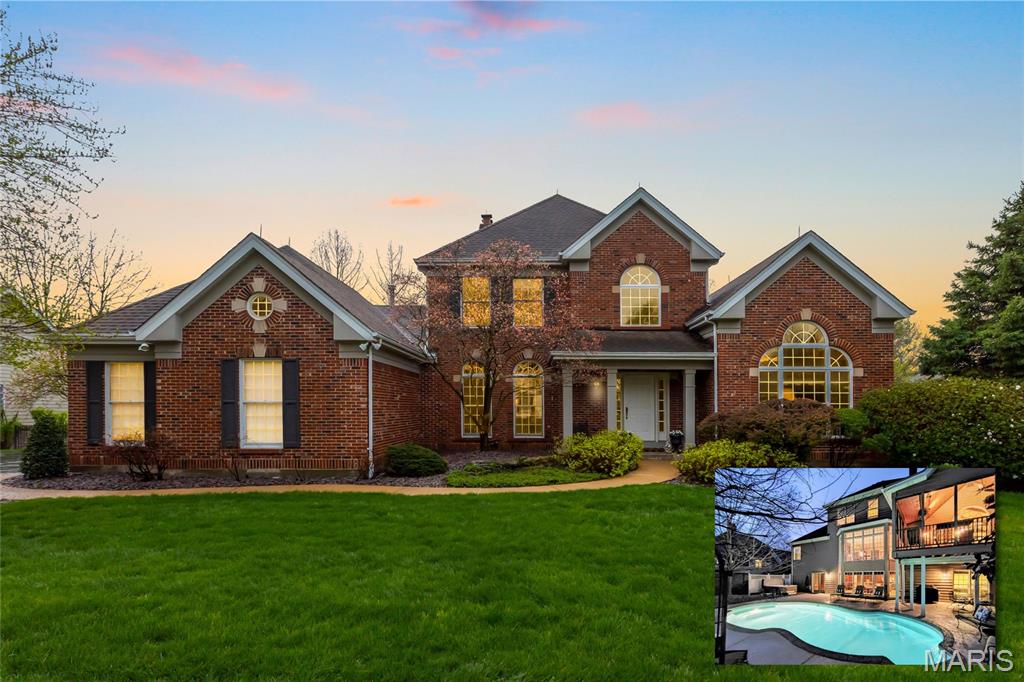 Tucked away on a cul-de-sac in Stonebriar, this exceptional home offers more than 6,800 square feet of finished space, including over 5,000 square feet above grade plus a walkout lower level. The floor plan is both impressive and practical, pairing refined entertaining areas, comfortable daily function, and the features buyers value most.

A gracious entry opens to elegant formal spaces, including a sunlit living room with refinished hardwood flooring and custom built-in shelving, along with a dining room enhanced by added wood flooring for memorable gatherings. Expansive windows fill the interior with natural light, highlighting crown molding, fresh paint, upscale window treatments, updated ceiling fans, and a polished finish palette throughout. At the center of the home, the great room flows seamlessly into a standout kitchen with Venetian plaster walls, exposed brick, double ovens, gas cooktop, custom pantry, and warm terracotta tile in the kitchen and entry, creating a setting rich in character, style, and function.

The main-floor primary suite serves as a peaceful retreat with a full ensuite bath, deep closet, updated carpeting, and plantation shutters. Upstairs, three additional bedrooms and two full baths provide flexibility for family, guests, office needs, or changing household needs. A powder room on the main level and an additional half bath in the lower level add convenience in all the right places.

Built on a deep-pour foundation, the walkout lower level expands the appeal with a pool table area, wet bar, custom wine cellar, spacious family room, and a third fireplace with custom hearth. Outdoors, the fully fenced backyard is framed by mature landscaping and designed for year-round enjoyment with an in-ground pool, hot tub spa, screened porch, and four-seasons room overlooking the setting.

Additional highlights include main-floor laundry, mudroom, 3-car attached garage, zoned HVAC, Ecobee smart thermostat system, and new carpet upstairs and on the staircase. This is a rare opportunity to own a beautifully appointed Stonebriar residence with a main-floor primary suite, distinctive kitchen, walkout lower level, wine cellar, pool, spa, and exceptional indoor-outdoor living.