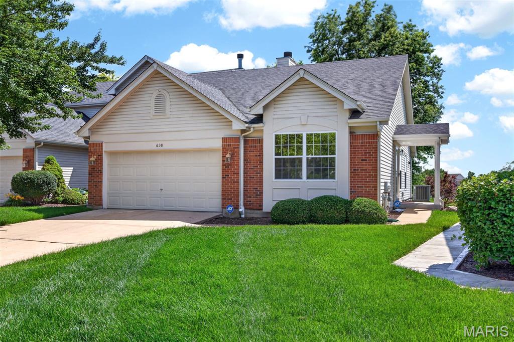 EXCEPTIONALLY renovated walkout villa overlooking the 7th hole of WingHaven Golf Course—where refined design meets effortless, low-maintenance living.
From the moment you arrive, the newly added covered front porch and upgraded entry door set the tone for the elevated finishes found throughout. Inside, a stunning vaulted great room showcases rich hardwood flooring, a beautifully designed gas fireplace surrounded by custom built-in shelving & cabinetry, detailed millwork, windows motorized window treatments that create a warm yet sophisticated living space.
The reimagined eat in kitchen is a true centerpiece, featuring custom cabinetry, stone countertops, recessed lighting, stainless steel appliances, vaulted ceilings and custom built in pantry. The kitchens leads to the maintenance-free deck where you can enjoy peaceful golf course views—perfect for morning coffee or evening unwinding.
The spacious owner’s suite offers a serene retreat with a bay window, custom walk-in closet, and a luxurious en suite bath complete with vaulted ceilings, dual vanities, custom cabinetry, new tile flooring and baseboards and an oversized walk-in shower with seamless glass surround.
Main level also includes a generously sized secondary bedroom, an updated full bath, and a re-designed laundry room with custom cabinetry.
The finished walkout lower level with 9-foot ceilings expands your living and entertaining options, featuring a large recreation area with wet bar, built-ins, and new carpeting. A third bedroom (currently used as a home gym), an additional updated full bath, and ample storage complete the space. Walk out to a covered patio and level backyard, offering even more room to relax and enjoy.
Additional highlights include upgraded trim and interior doors throughout, an insulated and drywalled garage, newer water heater, tinted windows, and a neutral designer palette.
Enjoy carefree living in this highly sought-after, golf cart-friendly community, where the monthly fee covers lawn care, irrigation, snow removal, roof maintenance, and more! Proof of funds/pre approval required for all showings
