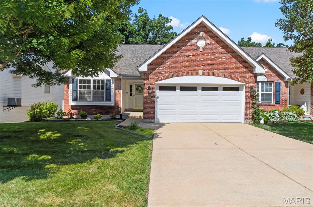 Awesome Villa w/finished walk out lower level, in desirable Bear Creek Golf Community backs to woods & golf course, with the lowest monthly association fees you will find in the area! You will love the many recent upgrades in this vi with vaulted ceilings & hardwood floors through most of the main level, skylight and window wall w/newly replaced double pane picture windows giving so much natural light plus awesome screened in porch to enjoy your coffee or an evening glass of wine, enjoying the privacy of the trees, as well as the golf course view! Two fireplaces, one in the great room & one in the lower level family room! You will LOVE the beautifully updated kitchen (2025) with gorgeous quartz countertops, subway tile backsplash, sink, faucet, champagne hardware and walk in pantry! Plus Bosch dishwasher, and refrigerator that will stay with the home! Breakfast area has bay window and walk out to screened in porch, with gas line for your grill! Spacious primary bedroom w/bay window, beautiful coffered ceiling, great walk in closet & bath w/double sinks, new cultured marble oversized soaking tub (2025), separate shower & plantation shutters! Second bedroom on the main level offers new carpet/pad (2025) & plantation shutters, and a second full bath on the main level. Main floor laundry has new large capacity LG washer & dryer, which will stay! Lower level has so much additional living area with a spacious family rm w/2nd fireplace & media/display shelving built ins, recreation area, perfect for a card table, wet bar & huge walk in closet for all your extra clothes! Plus large 3rd bedroom w/closet & full bath! Walk out the lower to your 2nd deck with steps to your flat, private yard! You will appreciate the storage shelves in unfinished area! New garage door and opener (2025) and storage closet & workbench in drywalled & finished garage! Roof & Siding are 2 yrs old! Sprinkler system, high efficiency HVAC system! 5 ceiling fans throughout home plus new wood blinds 2025! Enjoy golfing with your friends, and walk to subdivision pool! Plus all the shopping and restaurants you need and easy access to highways! Don't delay!