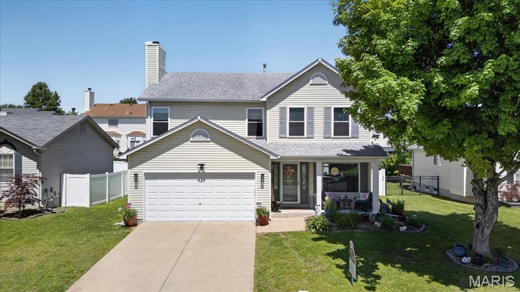 Welcome to 1330 Parmer Dr!  Covered front porch sets the tone for relaxation and curb appeal! Step inside to a bright, open-concept living and dining space filled with natural light from stunning bay and front windows—perfect for both everyday living and entertaining.

The kitchen is designed to impress, featuring thick granite countertops, stainless steel appliances, an undermount sink, sleek faucet, and a convenient pantry. Just off the breakfast nook, step out to a spacious deck overlooking a fully fenced backyard with a privacy fence —ideal for gatherings, pets, or quiet evenings outdoors.

The bedrooms are carpeted and have modern lighting throughout and the primary bedroom has a fireplace.  The primary bedroom has separate tub and shower, and the hall full bath is available for the other two bedrooms.

Additional highlights include a finished lower-level family room with half bath, architectural shingle roof, insulated windows, and double rear bay windows that enhance both space and light. The garage is a standout with upgraded lighting and durable epoxy flooring.

Schedule your showing early and be ready to act!