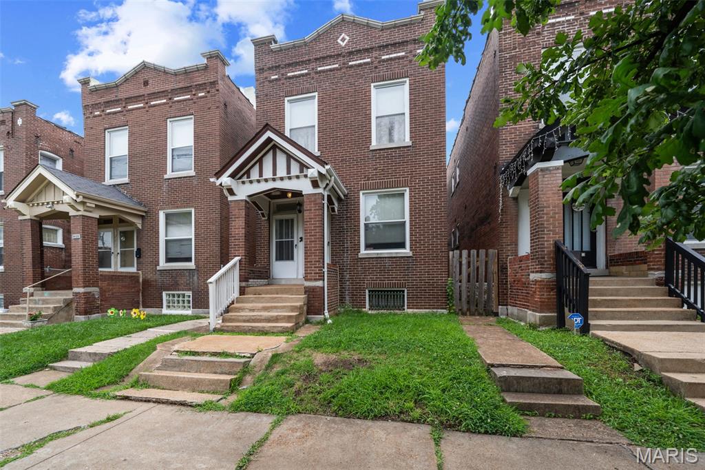 Circa 1915. Attention investors and homeowner occupants alike! This 2 unit 1 bed/1bath duplex has options. Both units are tenant occupied, with the first-floor unit on a month-to-month lease, providing flexibility for future updates, an owner-occupant, or staying with the current long-term tenant. The second-floor unit has been well maintained and updated plus highlights the charm this property offers. The layout in both units are a classic 3 room shotgun, but the ceiling height and room sizes make these units seem so spacious with each floor having just over 1000 sq feet each. Bonus, each floor has its own balcony off the back of the kitchen plus there is a 1 car garage space allotted for 1 of the units. The shared basement space has a provided washer/dryer-no laundry mat needed! The location is in the bustling wedge of the Tower Grove South neighborhood-near to some of the most well traveled thoroughfares around the StL city. Whether you're looking to grow your investment portfolio or offset your mortgage by living in one unit while renting the other, this property makes sense! Are you ready to meet your new duplex? We can't wait to introduce you!
