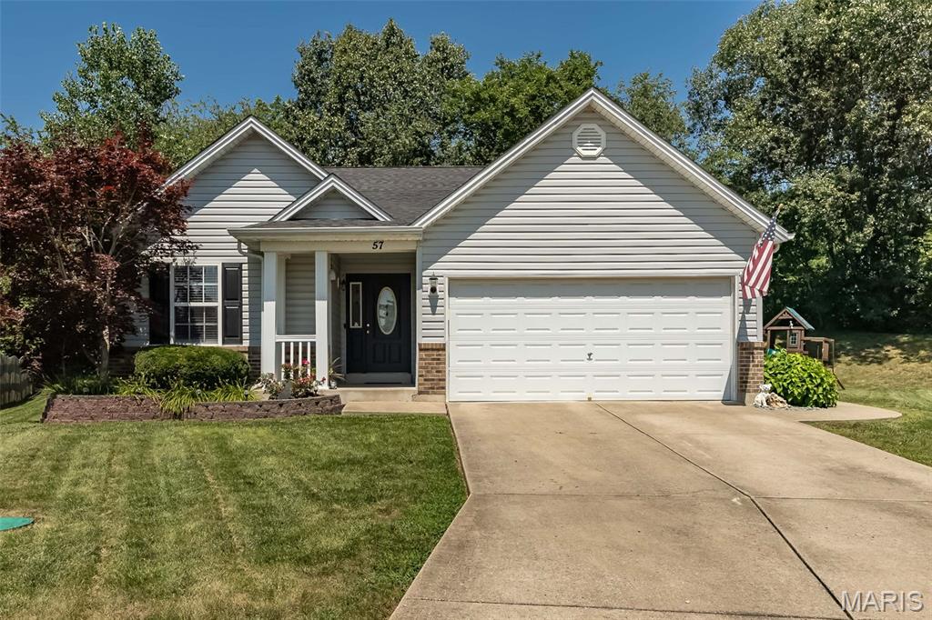 Charming Ranch home on a quiet cul-de-sac! This well-maintained home features a desirable split-bedroom floor plan with laminate flooring throughout the main living area. The vaulted Great Room offers a warm and inviting atmosphere with a gas fireplace, while the vaulted kitchen includes a breakfast bar, over cabinet lighting, and stainless steel appliances including a gas range. The spacious primary suite features a walk-in closet and a private luxury bath complete with a soaking tub, separate shower, and double vanity. A convenient main-floor laundry room adds to the home’s functionality.  The finished lower level expands the living space with durable laminate flooring throughout, a large rec room, a full bathroom, and a versatile office/workout room/flex space and large storage area. Step outside to enjoy the private backyard, perfect for relaxing or entertaining, and the quiet cul-de-sac location that offers added privacy and minimal traffic. Don't miss this opportunity to make this your next home!