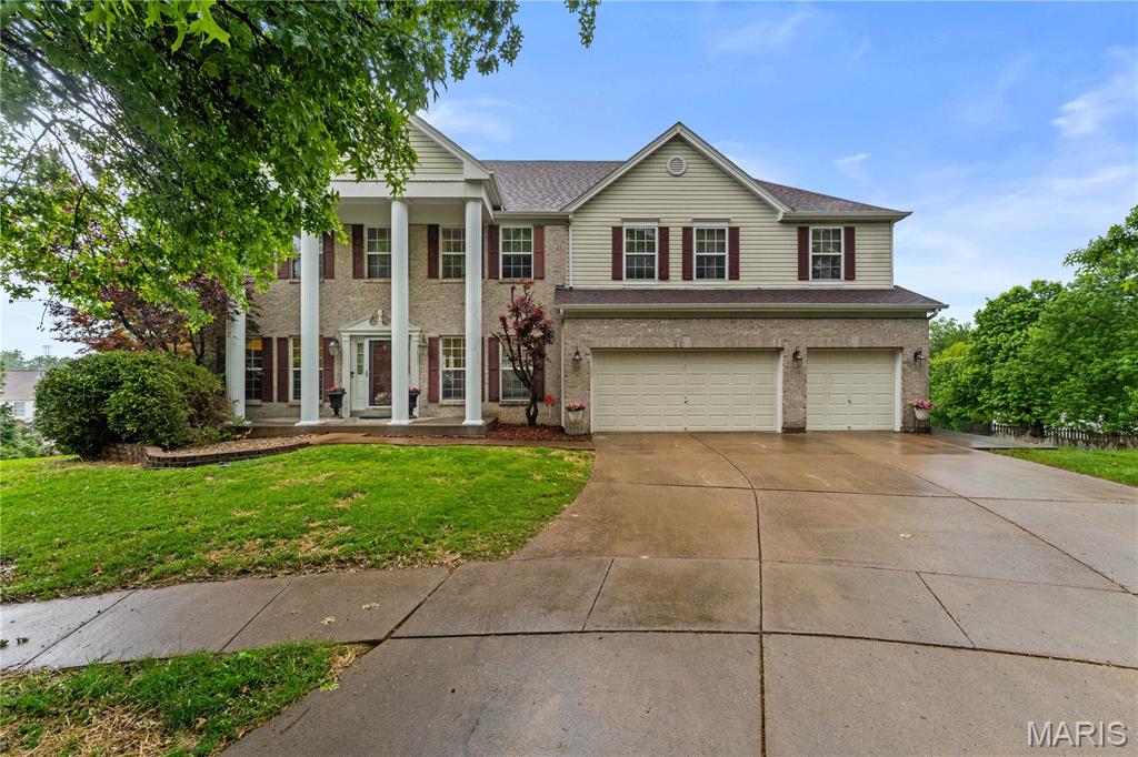 Welcome to this stunning, single-owner custom home in sought-after Bellerive Farm Estates. Built by Taylor Morley and thoughtfully upgraded throughout, this residence boasts over 4,815 square feet of luxurious living space. Step into a grand entry foyer adorned with imported Italian tile flooring, flanked by an elegant dining room and a refined sitting room. Gleaming white oak hardwood floors flow through much of the main level, guiding you into a spacious family room bathed in natural light from a dramatic wall of windows. Here, you’ll enjoy panoramic views of the expansive, beautifully landscaped backyard, perfect for a future in-ground pool. The chef’s kitchen showcases newer granite countertops, an impressive, oversized island, and premium appliances, seamlessly connecting to a low-maintenance composite deck—ideal for al fresco dining on warm summer evenings. Upstairs, the expansive primary suite features a large walk-in closet and a private retreat—perfect for reading or unwinding after a long day. The second floor also offers a versatile loft area, three additional bedrooms, and two full bathrooms. The walkout lower level is designed for entertaining, offering a spacious recreation room, a stylish wet bar, and direct access to a second outdoor living space with a charming gazebo. Two bonus rooms, a full bath, and ample storage complete this level. Situated on a quiet cul-de-sac and occupying the largest lot on the street, this exceptional home is ready to welcome its next owners. Electric car charger.