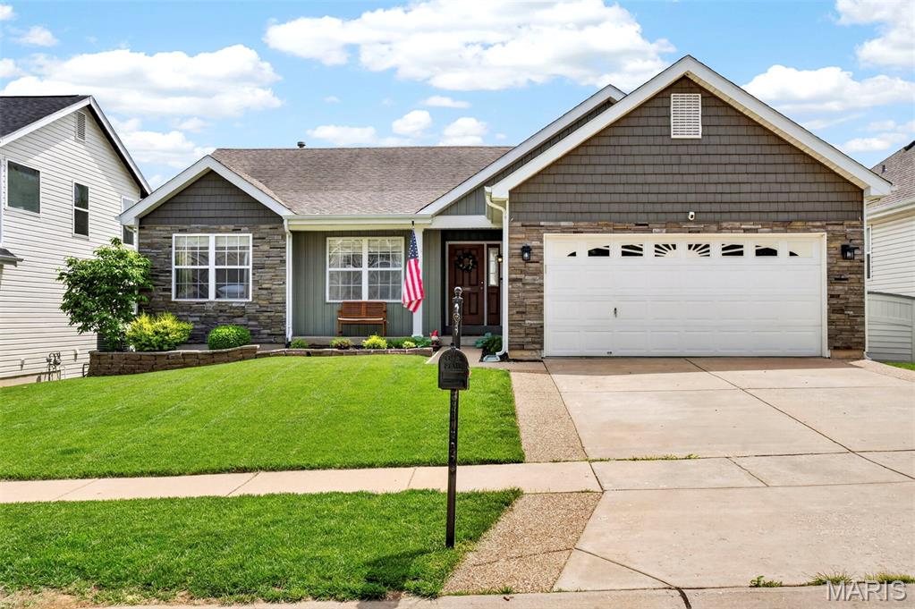 Back on market - no fault of seller! Sellers installing BRAND NEW ROOF and with accepted offer buyer can have a say in shingle color! This is the one you’ve been waiting for! This stunning 4-bedroom, 3 full bathroom ranch in the desirable Hyland Green subdivision truly has it all. The timeless exterior showcases a tasteful blend of stone and shake siding, a welcoming covered front porch, and a spacious climate-controlled 2-car garage. Step inside to a functional and stylish stop-and-drop entry featuring custom board and batten detailing, built-in hooks, and a convenient bench for everyday organization. The spacious great room boasts vaulted ceilings, a gas fireplace, and newer luxury vinyl plank flooring throughout the main living areas. The gorgeously updated kitchen features Quartz countertops, crown molding cabinetry, stainless steel appliances, subway tile backsplash, and a pantry. Just off the kitchen, the bright breakfast room offers a custom coffee bar with butcher block countertops and beautiful natural light through the bay window. A separate dining space provides even more room for entertaining and gatherings. Enjoy the convenience of main floor laundry with plenty of storage. The vaulted primary suite features a walk-in closet and an updated en-suite bathroom complete with a new double vanity, glass shower door, and spacious linen closet. Two additional well-sized bedrooms complete the main level. Head downstairs on the newer carpeting and prepare to be WOWed by the finished lower level — an entertainer’s dream with endless flexibility for recreation, fitness, or relaxation. Featuring modern industrial-style finishes, exposed black ceilings, recessed lighting, and updated flooring, this expansive space perfectly blends comfort and contemporary character. Enjoy a spacious family and game room with room for a pool or ping pong table, plus a custom bar with rustic wood accents and a striking brick feature wall — perfect for hosting game days and gatherings. The lower level also includes the fourth bedroom, third full bathroom with a newer tile shower and lockable storage room. Step outside to the fully waterproof screened-in porch, creating the perfect indoor-outdoor extension of the home. Whether enjoying morning coffee, watching the game, or relaxing on a rainy evening, this covered retreat allows for year-round enjoyment while overlooking the backyard. The fully fenced yard features a fire pit area with string lights and still plenty of room to play, garden, or entertain. Residents of Hyland Green enjoy access to the subdivision pool and common ground amenities. This truly is a must-see property that won’t last long!