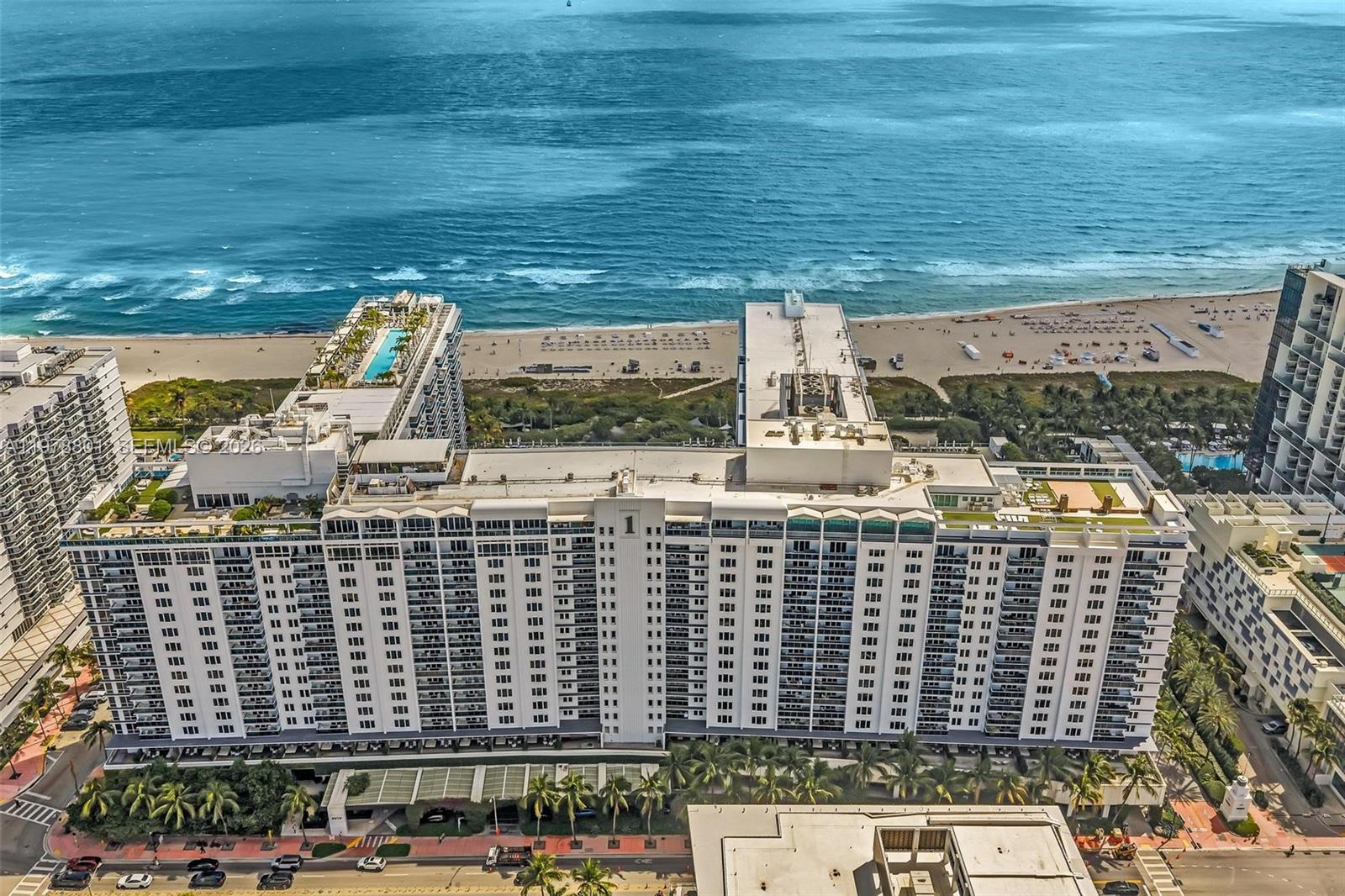 Carpe Diem... Direct ocean views pull you into the beautiful transformation of this stunning unit and onto the sparkling turquoise waters. The Atlantic Ocean is your view from this expansive balcony, living room, family area and dining room/kitchen. Once back inside, you'll agree, 1041/42 was impeccably finished for living comfort. Spacious seating areas. Electric shades. Detailing  to the floor plan and finishes are intentional; a compliment to the sellers working beside their contractors. All work permitted; electrical, mechanical, plumbing. Sunrises and natural light floods the unit, without added afternoon heat. Yes, there is a wet bar and wine cooler, for entertaining, Split bedroom floor plans commit to privacy for you and your guests, Storage space was part of this initiative by adding a walk in AND wall of closets, in the primary bedroom, inviting long holiday stays or fulltime living. Resort-style shared amenities with the 1 Hotel include: 3 pools (1heated pool for Roney owners only), poolside and luxury dining, Anatomy Fitness & towel service. Discounts for gym, hotel restaurants and pool svc givien to Roney owners. HOA includes valet, secured lobby, on-site mgt, 2 valet pkg spaces, upgraded cable/internet, bldg pest control, all amenities. Low balance assessment pd monthly. Free Miami Beach shuttles outside your door. Pedestrian-friendly area. Units 1041/42 combined.; Folios 02-3226-043-5370 & 02-3226-043-5500.