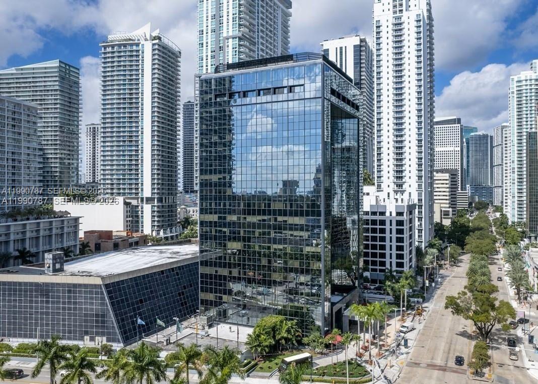 Spectacular high ceiling office space with floor to ceiling windows, located on the corner of Brickell Ave & 13th ST. The unit consist of 1 executive offices, open plan in the center, 1 conference room, kitchenette, copy room. This listing is for the following folios: 01-4138-142-0300, 01-4138-142-0310, 01-4138-142-032.