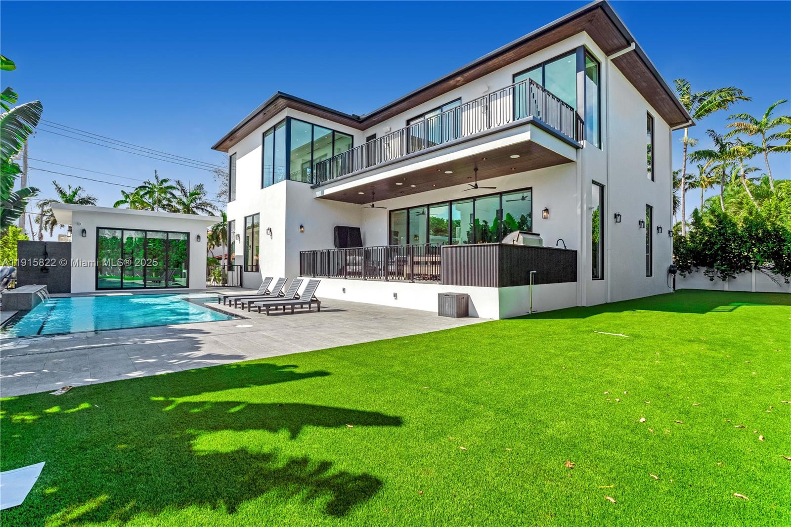 Experience the epitome of luxury living at 9045 Hawthorne Avenue, an architectural masterpiece in Surfside, FL. Constructed in 2025, this expansive 6,222 square-foot residence sits on an impressive and rare 11,200-square-foot double lot, offering an unparalleled lifestyle.

Step inside to discover 6 spacious bedrooms (plus Gym) and 6.5 meticulously designed bathrooms. The primary ensuite is a sanctuary, featuring separate vanities, a steam shower, sauna and a cold plunge. The chef's kosher kitchen is a culinary dream, equipped with a 6-burner double gas stove by Wolf, two Miele dishwashers, double sink and a 72-inch Sub-Zero refrigerator, complemented by a large pantry.

Entertain effortlessly with a saltwater pool and jacuzzi, a large cabana, and a barbecue area. The home boasts a modern sound system with Sonos speakers throughout, ensuring a seamless audio experience. High ceilings, recessed lighting, and tile floors add to the home's contemporary elegance.

Practical amenities include an in-house generator, a 2-car garage with the potential to add two more with a lift and 4 more spots on the double driveway, a metal roof and high end impact windows and doors. Enjoy privacy with a fenced private yard, multiple private terraces, and a pool house.

Additional features include a wet bar, soundproof windows, cameras, video intercom, and central air conditioning and heating. This home is a true Surfside gem, offering sophistication and comfort at every turn. A rare find!