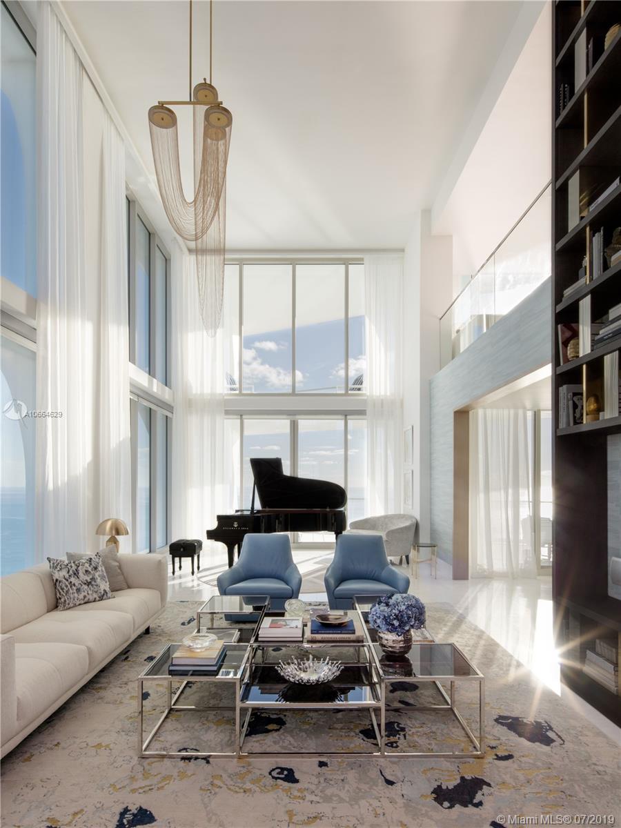 Exquisitely finished and furnished Penthouse designed by Meyer-Davis. 180 degrees ofcompletely unobstructed views of Downtown Miami, the intracoastal, and the ocean. This true flow through has 20 ft ceilings in the living area and over 6,500 sq ft under AC with5 bed/6.5 baths + den, study, family room, service quarters + midnight bar + master seating area. A dream home in the sky!