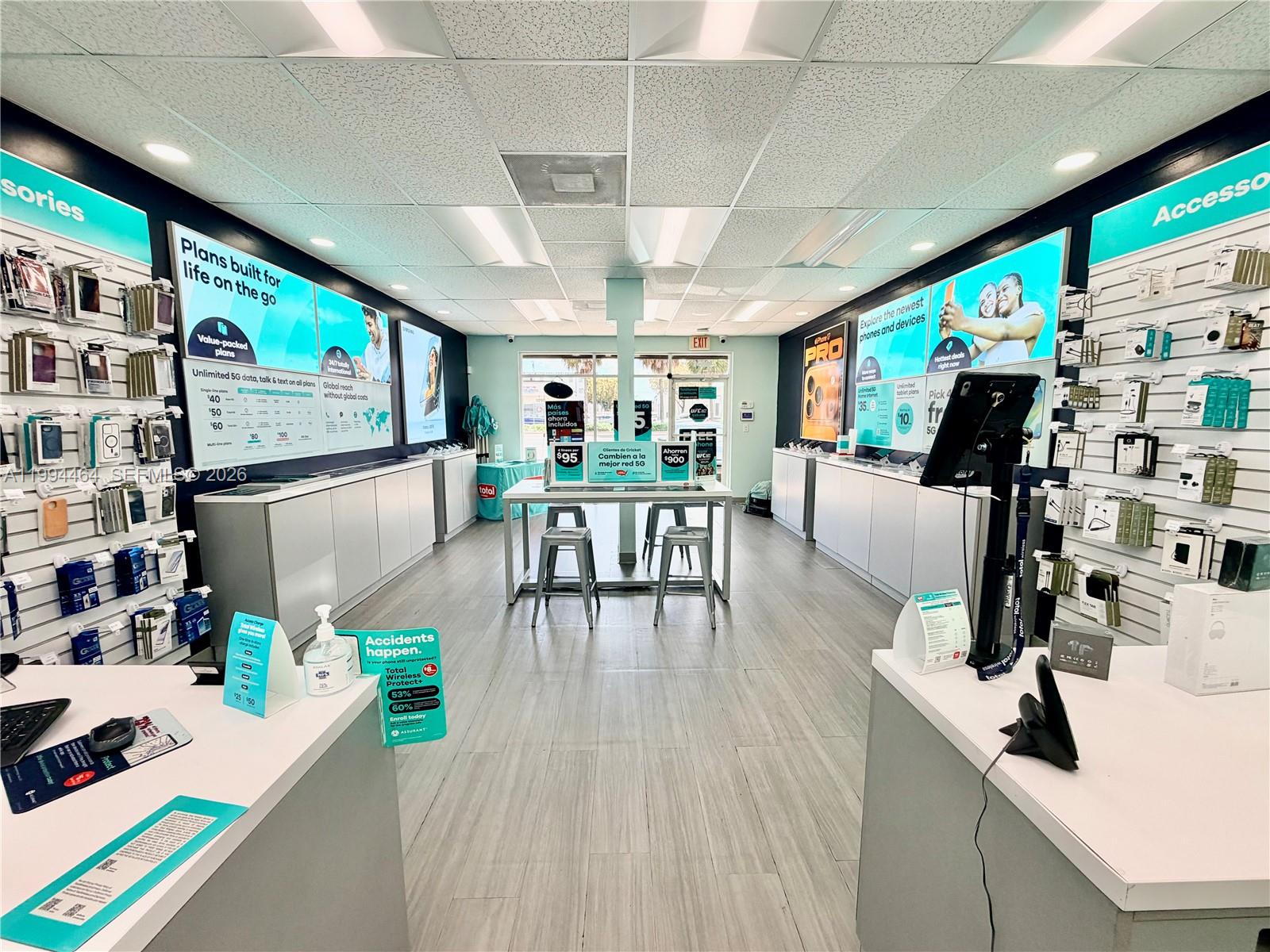 Exceptional opportunity to acquire two fully operational businesses for the price of one. Both businesses are completely built out, alarm system, furniture and ready for immediate operation.
The sale includes an established lease with more than 4 years remaining, along with all required licenses and permits in place—allowing a seamless transition for the new owner.
Strategically located in a high-traffic area of Hialeah, this business benefits from strong visibility and consistent customer flow. The space offers convenient parking for clients, as well as room for inventory and daily operations.

Additionally, the business is supported by a recognized mobile phone brand, including marketing materials and promotional strategies to help drive revenue from day one.
This is an ideal opportunity for an owner-operator or investor seeking a turnkey business with immediate income potential. NO INCLUDE INVENTORY

DO NOT MISS THIS OPPORTUNITY – IT WILL NOT LAST! TURNKEY 2-IN-1 CONCEPT IN PRIME HIALEAH LOCATION!