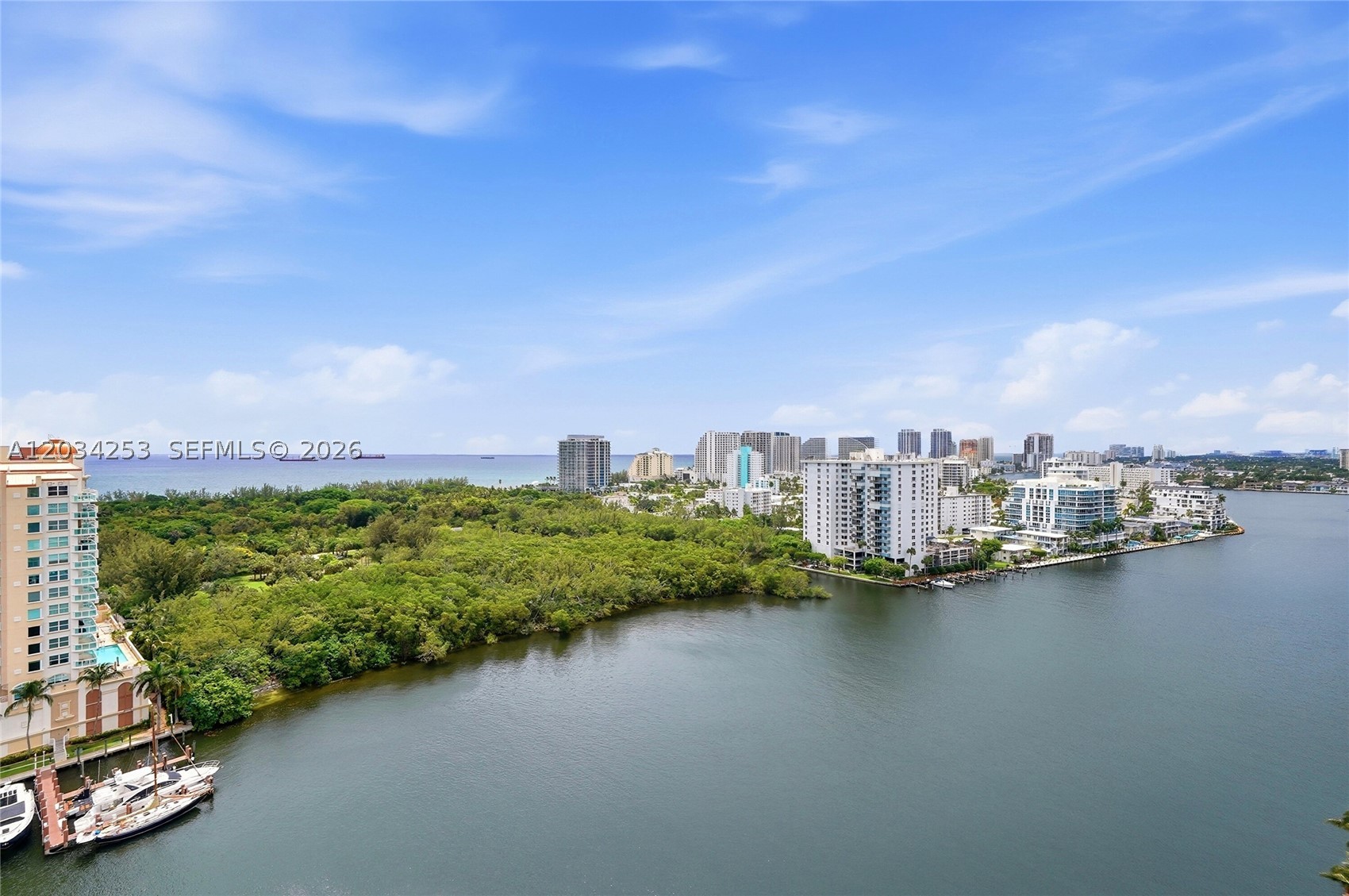 Experience luxurious coastal living in this updated 21st-floor, 2-bedroom,2-bath Fort Lauderdale condo that commands sweeping water views! A semi-private elevator foyer leads to this meticulously updated interior that features porcelain tile and high-impact windows & Doors that frame city and ocean vistas.  In the gourmet kitchen, you'll have stainless steel appliances, rich cabinetry, and striking stone countertops, and more views of the Ocean, Intracoastal and Bonnet estate.  Two generous retreats offer city and sunset views. Notable perks are the in-unit laundry, 24/7 security, secure garage parking, heated rooftop pool, community rooms, gym and saunas. The Corinthian is a No pet building and does not allow rentals the first 2 years of ownership.  All sizes are approximate and should be verified. Some photos are virtually staged.