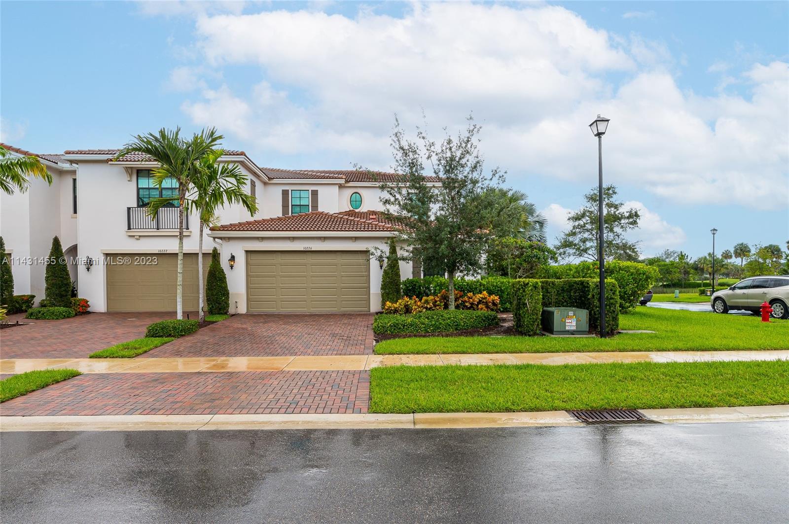 Fully furnished largest and most luxurious model home of the community. This corner unit has open floor plan with 3 bedrooms 3 1/2 bathrooms and an office which can be used as a bedroom. Large kitchen with double ovens and quartz counter tops. Open dining and family rooms overlook the canal and golf course. First floor master suite has 2 walk-in closets and a gorgeous in-suite spa bathroom. Upstairs is a spacious loft ideal for use as a TV room or a playroom. Two large bedrooms upstairs with walk-in closets. HOA requires annual rental only.
