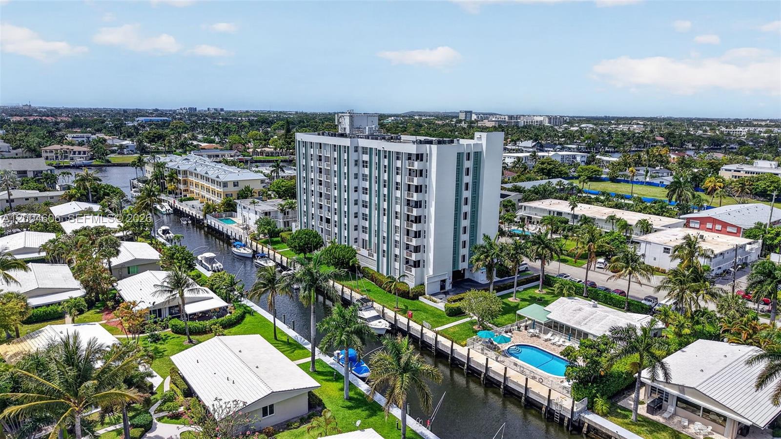 Boater’s Dream! Dock your boat for just $2,500 per year (up to 37 feet) in this boutique waterfront building with only 49 well-maintained units. Enjoy stunning Intracoastal views right from your unit balcony, with quick ocean access and no fixed bridges—perfect for avid boaters. This clean and well-kept residence features a new A/C unit and water heater, offering comfort and peace of mind.  Tile floors throughout with a very large walk in closet.  The building amenities include a pool, gym, recreation room, and sauna, providing a resort-style living experience.  Ideally located just a couple of blocks from the beach, and close to popular restaurants near the pier, with a Publix only one mile away. Situated in a highly desirable area, this is waterfront living at its finest!  Fort Lauderdale Airport is just 30 minutes away.