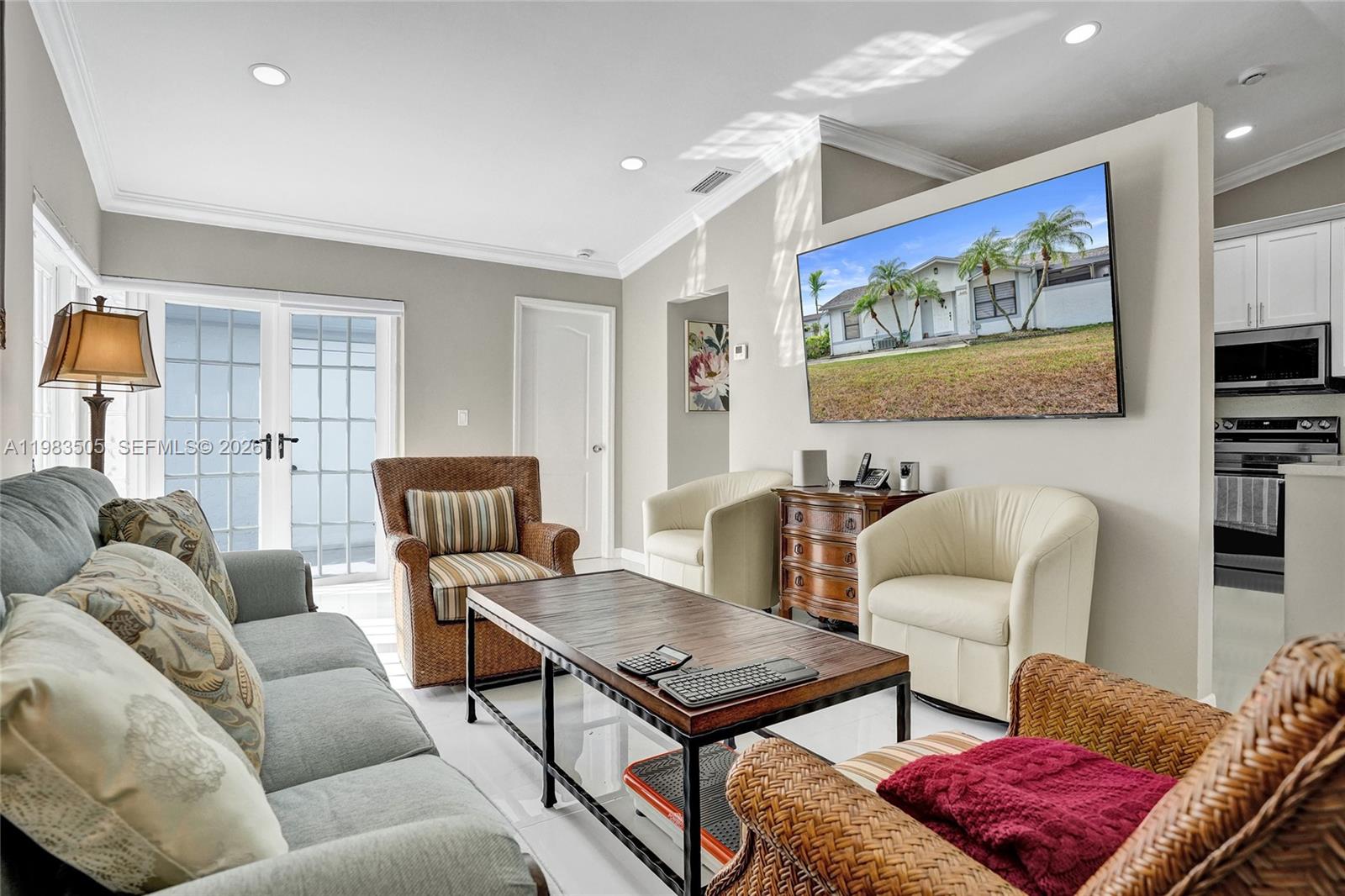 Beautifully remodeled home with $50,000 in upgrades and elegant porcelain tile flooring throughout. A welcoming foyer entry leads into a bright and spacious split floor plan featuring two generously sized bedrooms, each with walk-in closets, and two full bathrooms.
Both bedrooms and the living room open to a private patio, creating a wonderful indoor-outdoor flow perfect for relaxing or entertaining. The contemporary kitchen features stainless steel appliances and a convenient snack counter, ideal for casual dining.
Ideally located just one block from a beautiful park and within a short walk to Bowman Ashe/Doolin K-8 Academy, this home is set in a well-maintained community with a large pool area.
The very reasonable HOA fee covers insurance and the roof, adding exceptional value. The property also includes two assigned parking spaces plus ample guest parking.