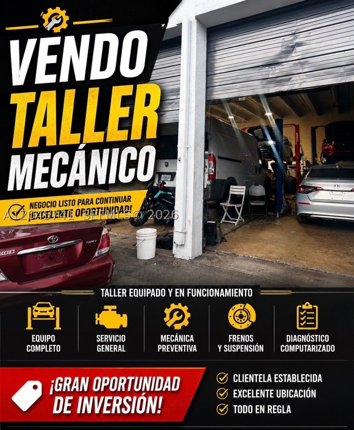 Excellent investment opportunity in a well-established auto  service repair shop Two werehouse Rent $5,100 for all Businnes  with a loyal and exclusive customer base. Conveniently located near Doral, this business has been operating successfully for 10 years and generates strong annual profits. The seller is highly motivated, and short-term financing may be available for qualified​​‌​​​​‌​‌​​​‌‌​​​‌‌‌​​‌​​‌‌​​​​ buyers.