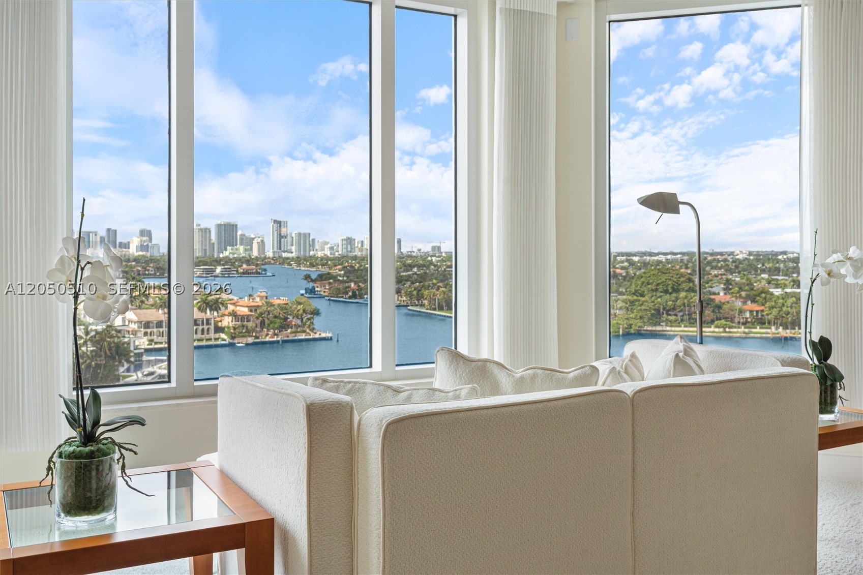 Designer renovated and furnished modern showplace in highly desirable Harbourage Place offers the most panoramic Intracoastal, New River, city skyline and sunset views from all rooms and from the dual terraces. 3 BR+Den/3.5 BA floor plan features high quality fixtures and finishes throughout, including a Poggenpohl kitchen, fine furnishings, high ceilings, oversized laundry room, 3 deeded parking spaces plus 2 storage rooms. New building restoration complete, brand new pool deck & all assessments paid. Luxury boutique building with only 44 residences features a new lobby, new club room, fitness center, sauna and more. Desirable Harbor Beach area location is just minutes to airport, Las Olas/downtown, Brightline and all major roads. Close proximity to restaurants, shopping and beach clubs.