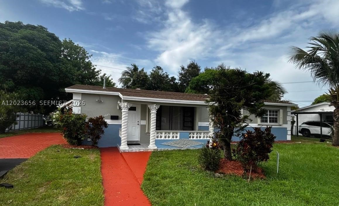 Location!! Location!! Discover the charm of this beautifully 4/2 updated property, featuring a stunning new landscape that is currently under construction. Large partially fenced backyard with tropical fruits trees, accordion shutters, 2021 roof, 1 yr ac, nice kitchen. No HOA. Close to turnpike, Hard Rock Stadium, 441, I95, University, Schools and 826. The home boasts freshly laid sod, creating a lush and inviting green space perfect for outdoor gatherings or quiet moments in nature. A brand-new asphalt driveway enhances the curb appeal, providing a smooth and durable entrance to your home. Additionally, a freshly painted walkway guides you to the entrance, adding a touch of elegance and warmth. A must see to appreciate, look no further, you have just found your new home.......THIS WON'T LAST!!!
