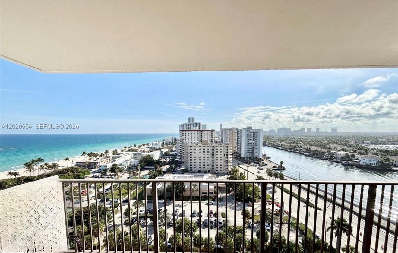 Live the beachfront lifestyle in this spacious 2BR/2BA residence at The Summit, ideally located directly on the Hollywood Broadwalk. This high-floor unit offers a bright and open living space with expansive southern exposure and sweeping views of the ocean and Intracoastal. 3 covered parking spots. Full-service building with 24/7 security, two heated pools, fitness center, tennis, pickleball, on-site restaurant, extra storage, and direct beach access. Steps to dining, shopping, and entertainment. Steps from the ocean, boardwalk, dining, and entertainment. Minutes to FLL Airport and downtown Hollywood.