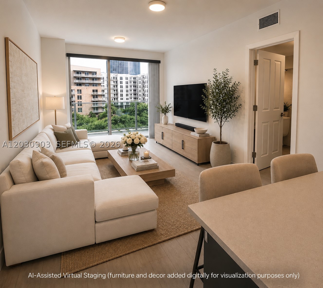 MOTIVATED SELLER! Beautiful 2 Bed/ 2 Bath unit with water and city views and expansive terrace in the popular Edgewater neighborhood. Boutique style building minutes from Downtown, Brickell, Midtown, Design District and much more! Unit features 9 foot ceilings, expansive living room. porcelain wood style floors, floor to ceiling impact windows and sliding doors. Residents of 26 Edgewater can enjoy amenities such as rooftop pool, lounge and sun deck, fitness center and party room.