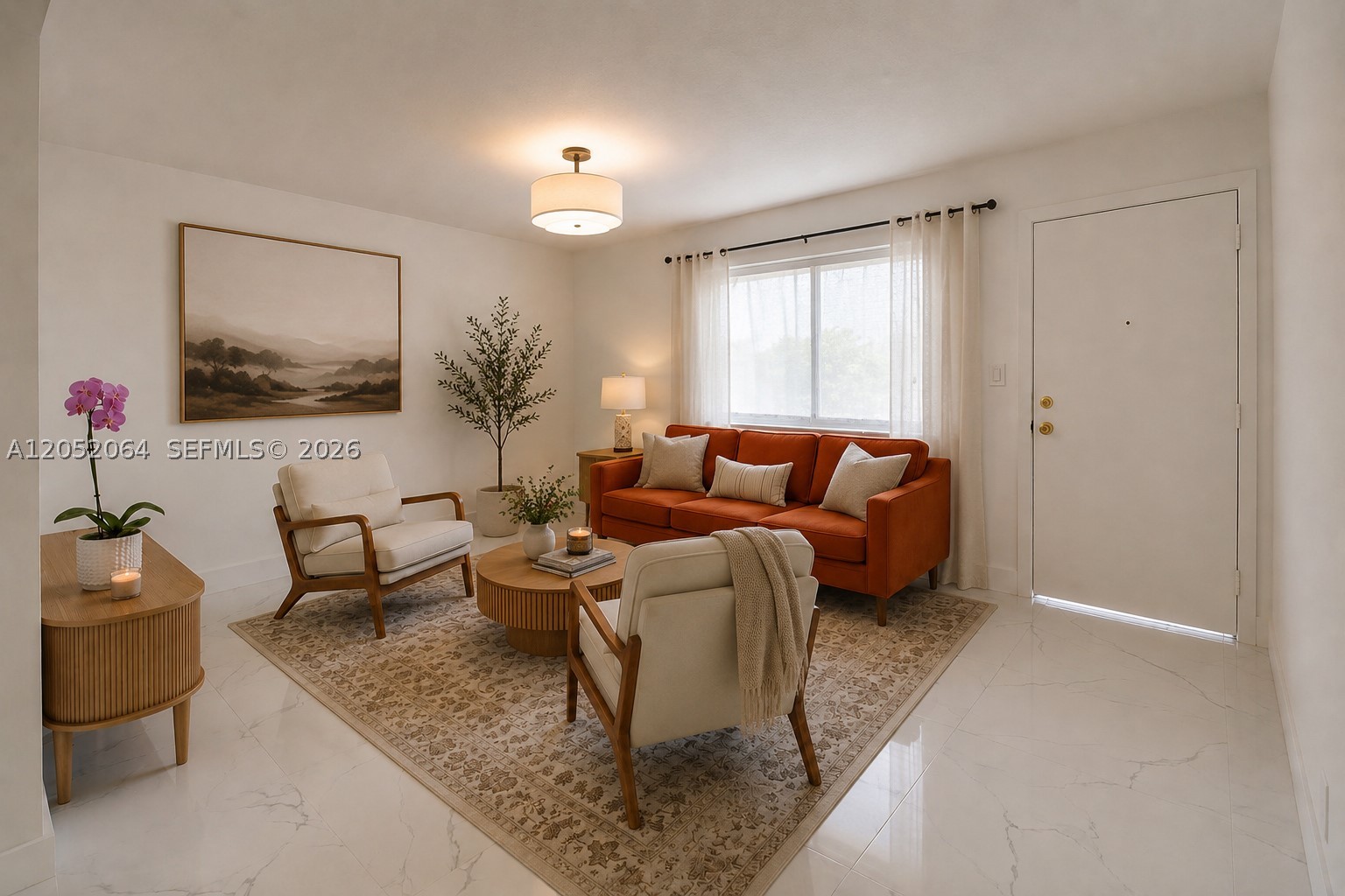 Welcome to this beautifully renovated first-floor condo in the heart of desirable Kendall! Move-in ready and thoughtfully updated with modern finishes, this home features elegant white marble-look porcelain tile throughout, a stylish kitchen with quartz countertops, a breakfast bar, pantry, and **brand-new range, microwave, dishwasher, air conditioner, and water heater**, plus a newer refrigerator, washer, and dryer. The spacious floor plan offers separate living and dining areas, generously sized bedrooms with walk-in closets and ample storage, beautifully updated bathrooms with contemporary fixtures, and a versatile lighting system with ambient night lighting. Relax on the private screened-in patio with pull-down shutters overlooking a peaceful garden, and enjoy community amenities including a pool and clubhouse. Conveniently located near shopping, restaurants, and public transportation, this home offers the perfect blend of comfort, style, and convenience.