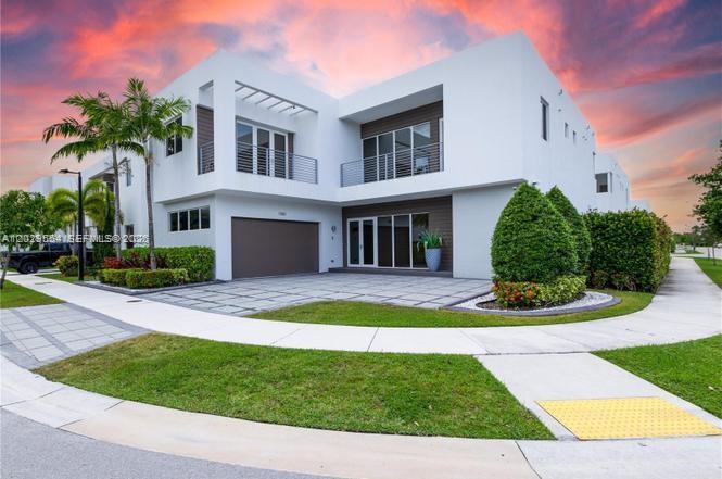 MAGNIFICENT FULLY FURNISHED BEAUTIFUL HOME. Located in the luxury and exclusive gated community of MODERN 60. From the moment you open the door, you will feel the majesty of this home where no expense was spared, lots of upgrades ($200K+). Defined with stunning open concept, quartz kitchen and bathrooms countertops, open concept and high ceilings in the 1st floor. A stunning master bedroom with 2 walking closets & incredible master bathroom including two big walking closets. Balcony access from three of the rooms. This amazing home comes with the entire smart home system, where music can be play in different areas. Outdoor area with a brand new Pergola, summer kitchen with outdoor refrigerator, backyard floor, upgraded porcelain floor downstair, upgraded porcelain wood finish on second floor. Garage floor with Epoxy paint finish. Plenty of parking space for a big family. Near many shopping centers and the expressway. Cornet unit, Gym Pool, Club House with conference room and you can book it for events.