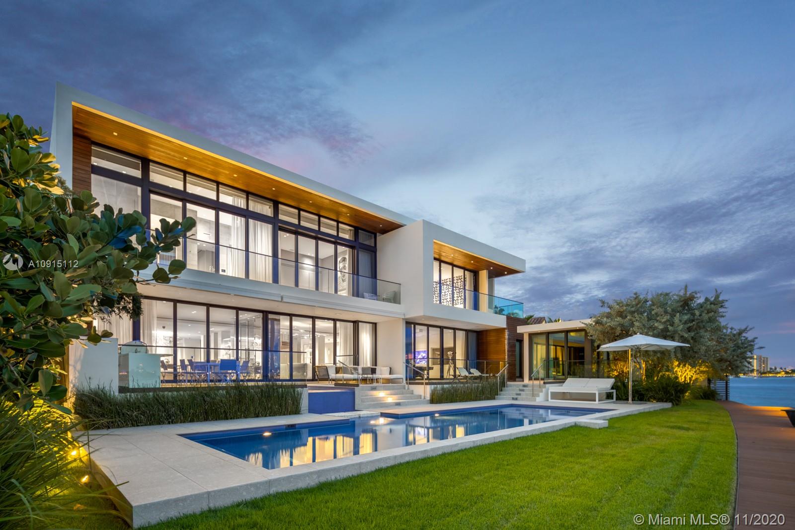 Welcome to the Venetian Islands where style, zhuzh and dazzling skyline views create the utmost Miami lifestyle in this sleek waterfront prize on the southern point of Rivo Alto Island made by Choeff Architecture + Wecselman Design. Open living areas offer all the indoor-outdoor tropical feels. Exceptionally appointed 5BD/7.5BA boasts: Boffi kitchen w/ Miele-Subzero-Wolf appliances, striking oval staircase topped by 300sf skylight, glass elevator, cerused oak wood floors, custom lighting, mature salt water aquarium, Savant Home System, Klaus garage lift and custom security. 100+ ft. of prime water frontage frames the outdoor living space where summer kitchen, pool & cabana, boat lift and dock await you. Own the gem among Miami Beach's collection of fine contemporary residences!