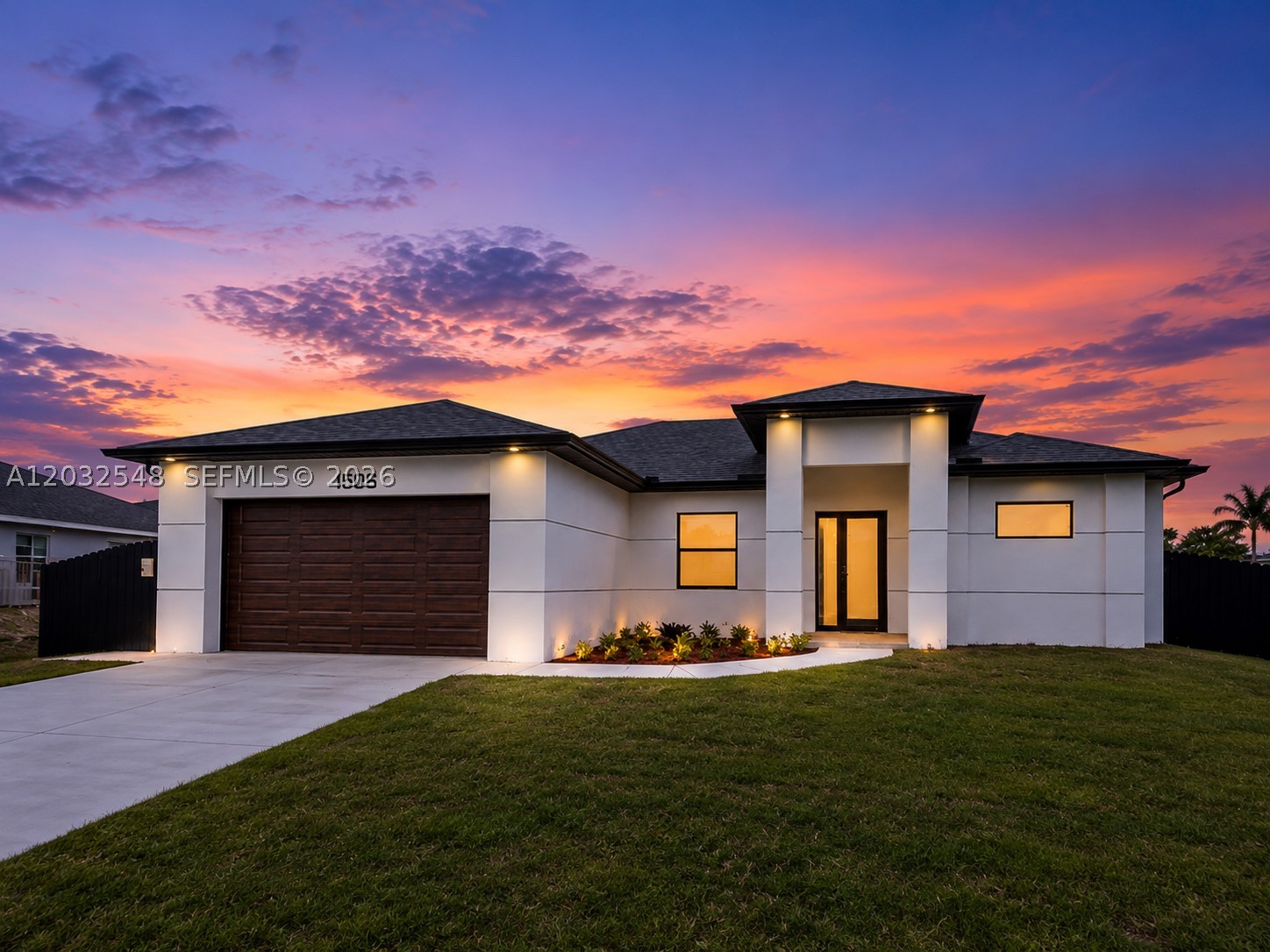 New Construction with SWIMMING POOL and PRIVACY FENCE. Check out this 4 bedrooms, 2 bathrooms with CITY WATER AND SEWER connected (ASSESSMENTS can be PAID at Closing by seller for full price sale), HIGH Ceilings, IMPACT WINDOWS, OPEN CONCEPT kitchen with wood cabinets and QUARTZ countertops. STAINLESS STEEL kitchen appliances included. This home has an open floor plan, PORCELAIN TILES floors throughout the entire home and EPOXY GARAGE Floor. NOT IN A FLOOD ZONE. Very easy to show. Some pictures are virtually staged or from a sister house model. Don't miss this great opportunity
