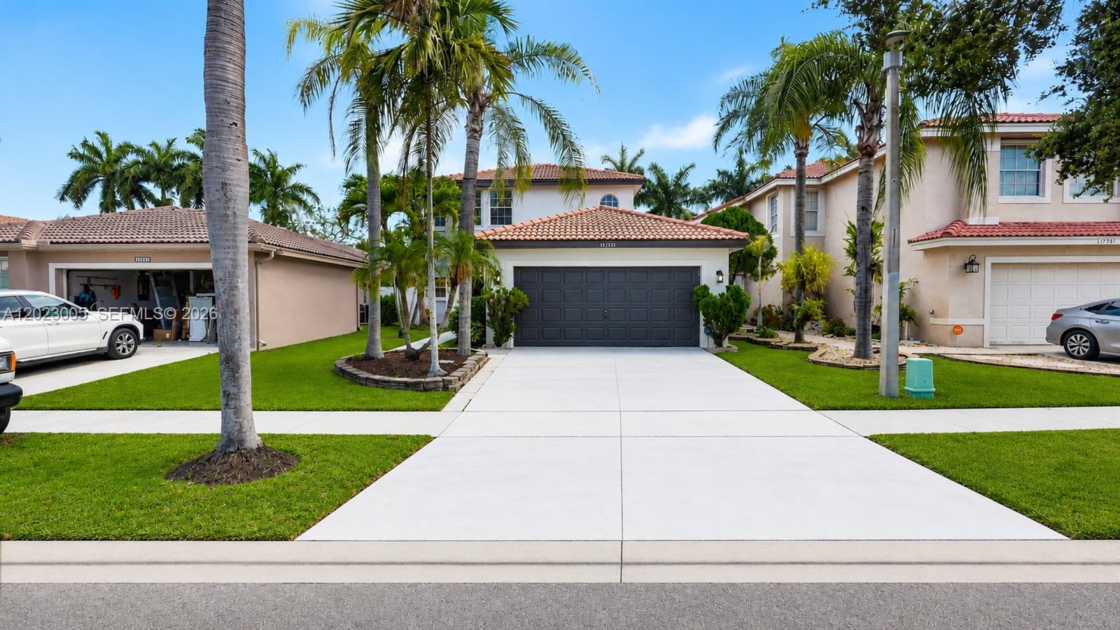 Completely remodeled 4-bedroom, 2.5 bathroom single-family home located in the highly desirable Sapphire Park community of Silver Lakes. Enjoy breathtaking, unobstructed 40-acre garden views with no rear neighbors, offering exceptional privacy and tranquility. This bright and open two-story residence welcomes you with soaring 12-foot flat ceilings on both floors and abundant natural light throughout. The home has been freshly painted inside and out and features new porcelain tile flooring on the first floor and new hybrid engineered hardwood flooring upstairs. The beautifully redesigned kitchen showcases modern two-tone LED lighting, stainless steel appliances, veined quartz countertops, and a highly inviting contemporary design.
All bedrooms are located on the second floor. Every bathroom has been tastefully renovated with custom vanities, designer tile combinations, and elegant veined quartz finishes. Water lines on both floors have been fully repiped. Additional upgrades include a 2017 A/C system, and high-impact doors.