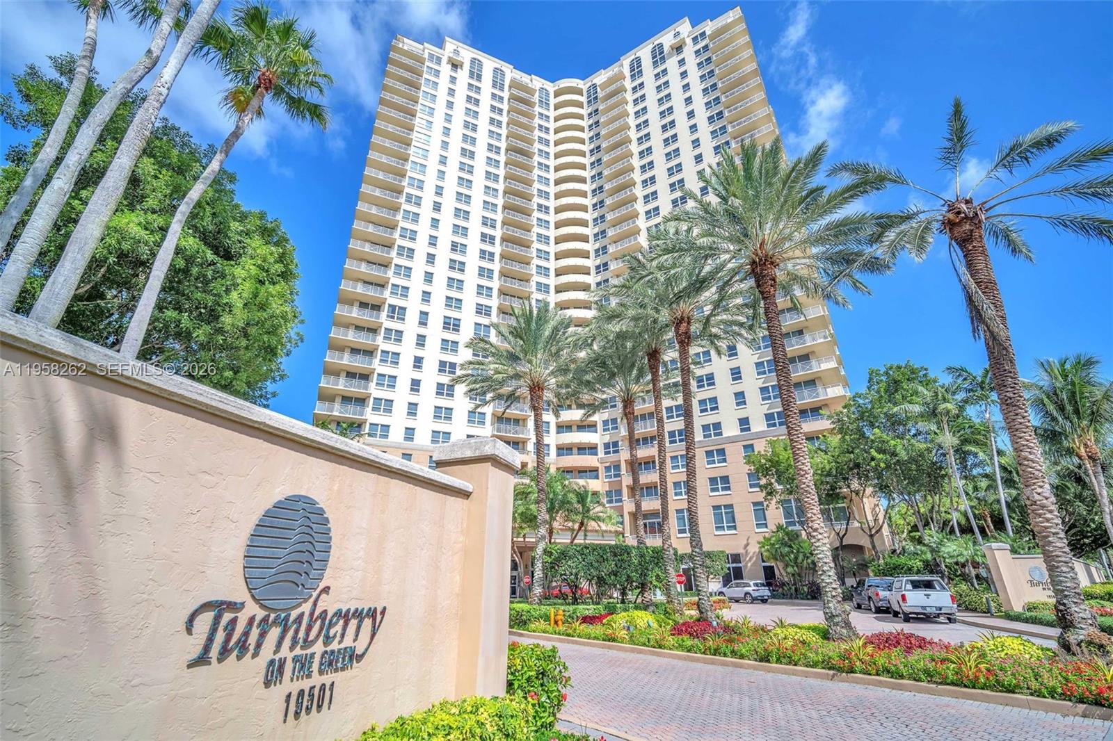 Leased at $2,295 P/M until May 2027. Experience upscale living in this beautiful condominium located in the prestigious Turnberry on the Green. This large, 20th-floor unit has an open floor plan providing & a bright and airy feel with lots of natural light due to the northwest exposure providing stunning city & sunset views. Enjoy Fl sunshine on your private balcony or take advantage of the community's amenities including a heated pool, sauna, clubhouse, spa/hot tub, gym & card room. Covered parking ensures you'll never get wet getting into your car. Walking distance to Houses of Worship, Aventura Mall & minutes from the beach, this location offers unparalleled convenience. Aventura Waterways K-8 Center, rated A-, is only 1.3 miles away. No showings before executed contract.