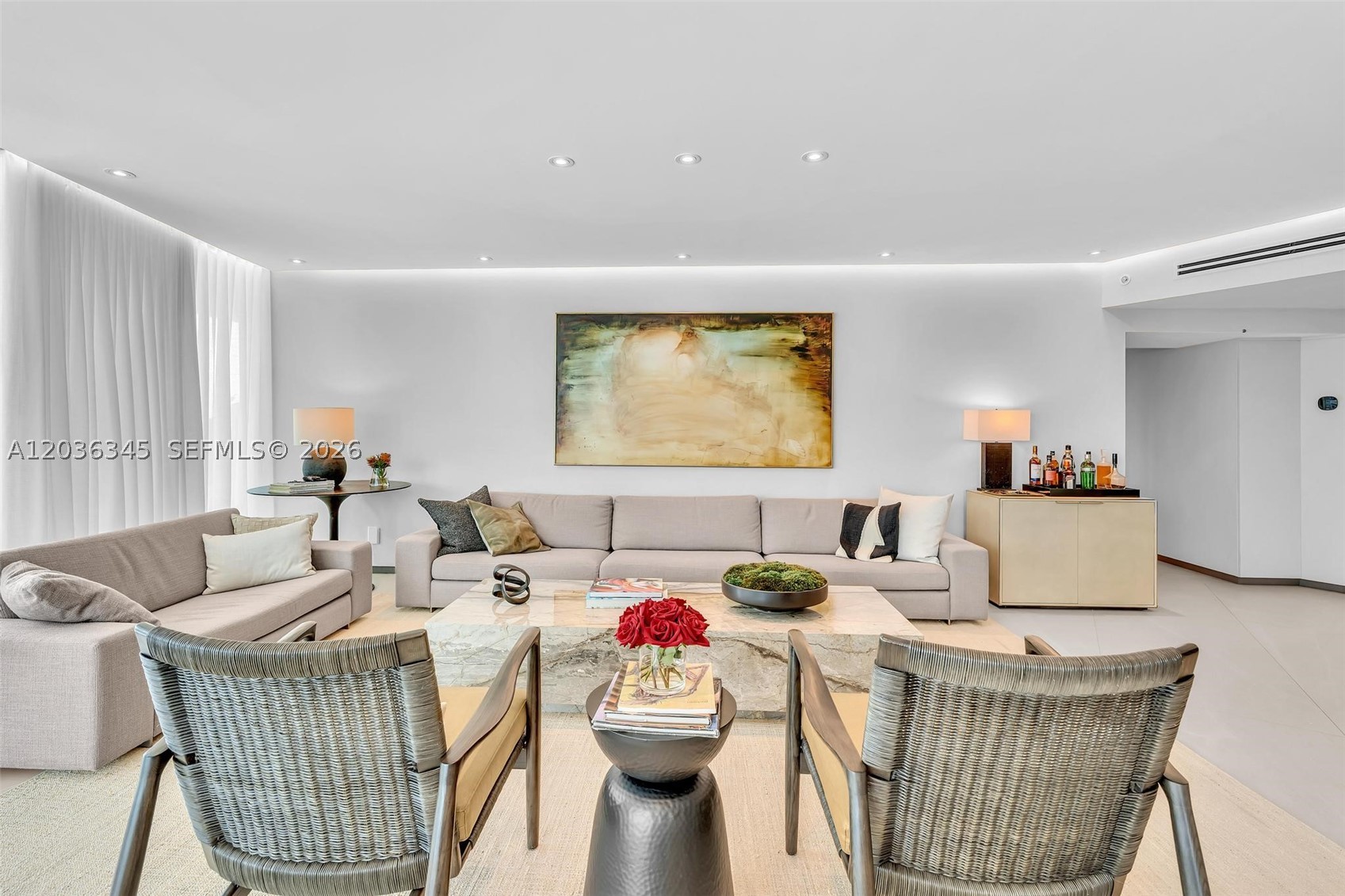 Completely renovated and offered turnkey furnished, this exceptional residence at Bristol Tower features 2 bedrooms, 2 full bathrooms and 1 powder room across approximately 2,320 SF of living space. The residence showcases impact-resistant windows and doors, designer finishes, custom window treatments, and spacious living areas with bay and city views. Included in the sale are three assigned covered parking spaces and a private storage unit, a rare offering in Brickell. Bristol Tower offers premier amenities including concierge, valet, fitness center, tennis court, resort-style pool, and 24-hour security. Living room artwork is excluded from the sale