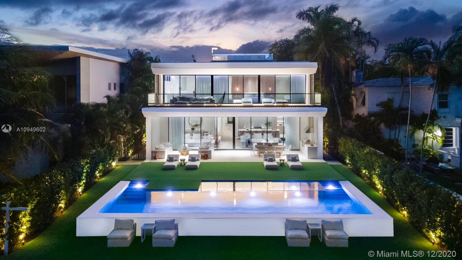 Embodying an effortless flow of your new coveted lifestyle, Casa Eterna is serenity accentuated by carefully crafted, flawless design and impeccable execution. Circa 2020, this vision turned into reality has irrefutable symmetry matched w/ sophistication. Retreat from the hum of outside w/ insulated Butt glazed glass reducing UV transmission & heat in the warmth of Miami Beach w/captivating eastern panoramic wide bay views. Over 8,520 gross sqft of living space, vast common areas w/ abundant natural light & French oak floors refined living. Limestone is featured in bathrooms, balconies, patios, & building exterior along w/Circadian lighting, speakers, elevator & more. Carpet like green turf leading directly to infinity pool, hot tub, outdoor kitchen & concrete dock, double jet ski lift.