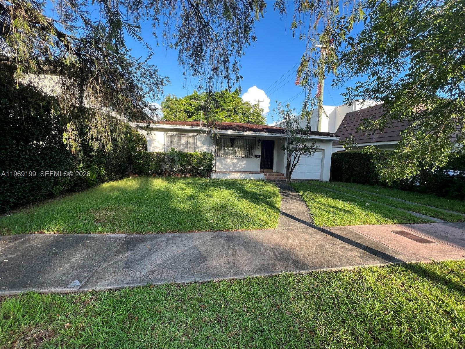 Charming 2 bedroom 2 bath single family home located in Coral Gables. This beautiful home offers 1 car garage, terrazzo floors, a complete new roof installed in 2012, washer & dryer, NEW AC unit indoor and outdoor, dishwasher, patio area as well as yard space to extend the house. Minutes away from Miracle Mile, Downtown Coral Gables, Shops at Merrick Park and much more! Location Location Location.