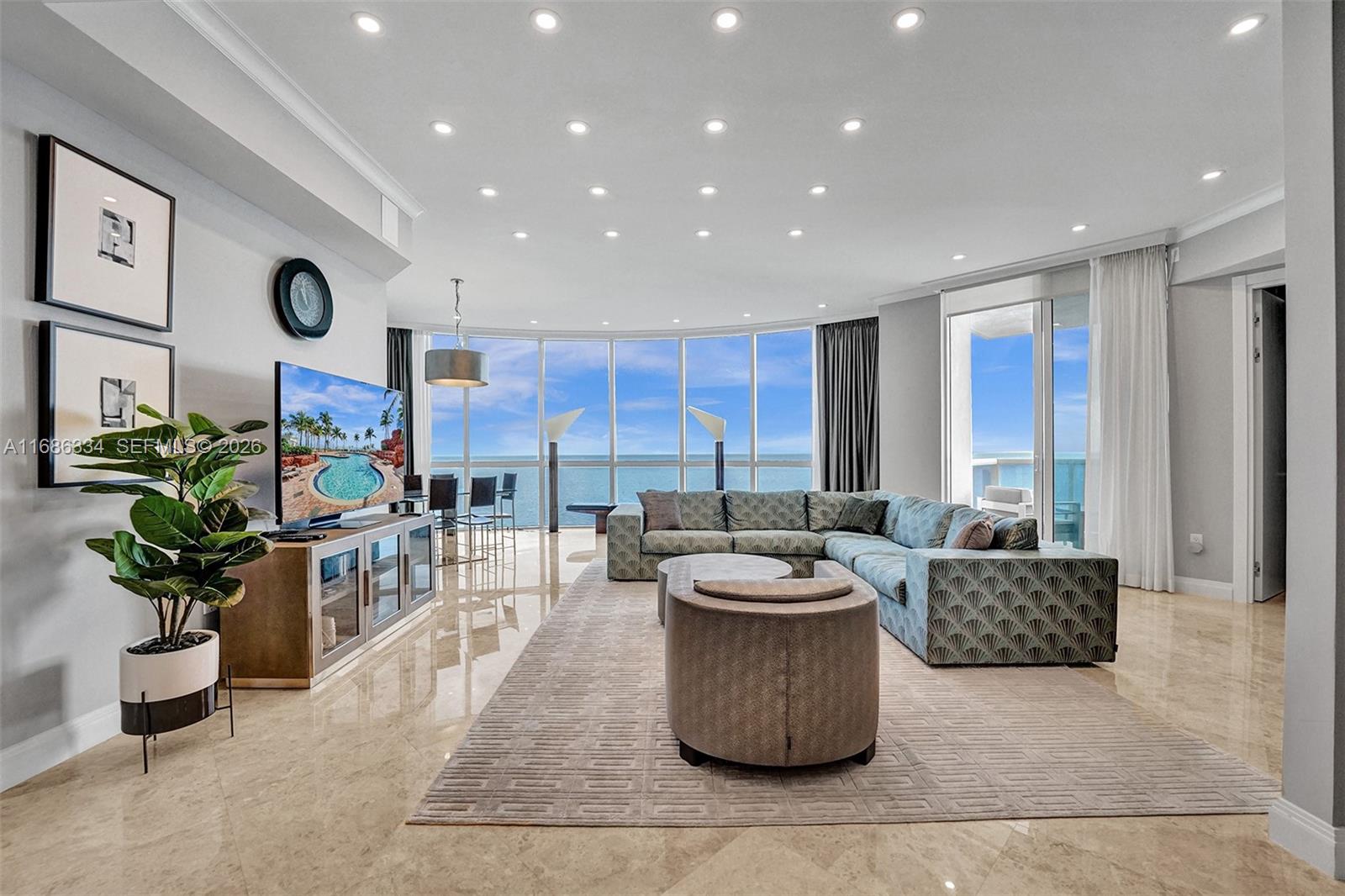 Spectacular 3 Bedroom / 3,5 Bathrooms + Den . Panoramic ocean and intracoastal views from spacious balconies. This prime Trump Palace unit has NEVER been listed or rented and was solely used by the owner as a vacation home. The unit is in mint condition, with recent upgrades including refinished marble floors, walls, entrance area and new lighting throughout. Hight end appliances Miele and Gaggenau. Incredible views direct the ocean . Trump Palace offers 24 hour security, valet parking, concierge service, tennis court, 4 swimming pools , dog park and more.