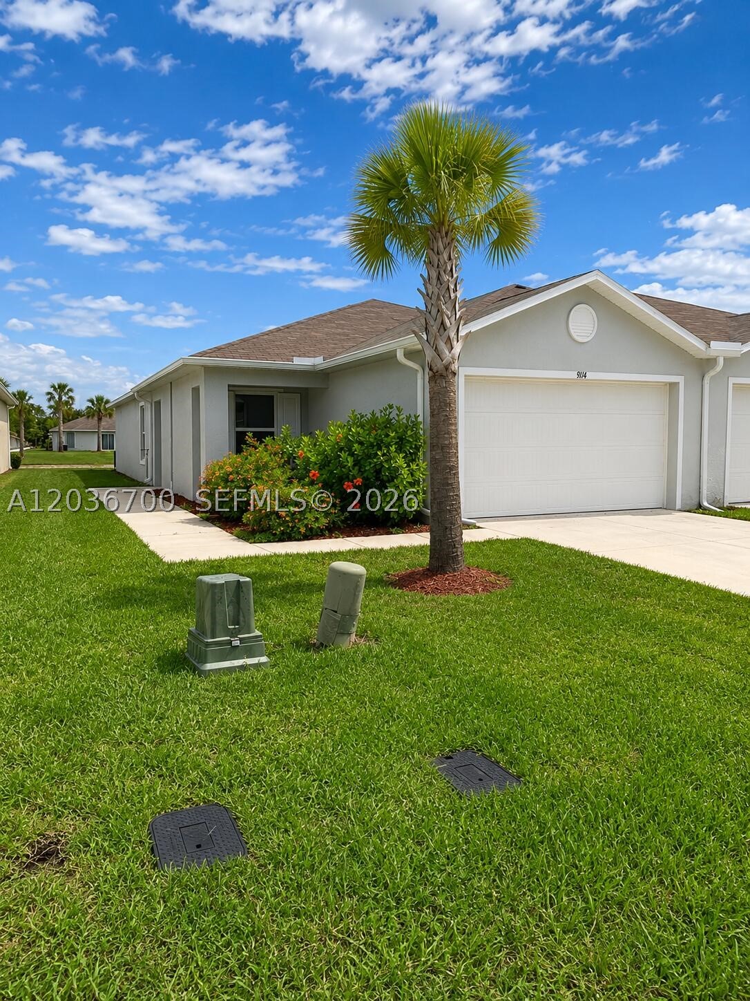 Beautiful 2022-built lakeview villa located in the gated and well maintained community of Vistanna Villas. This 3-bedroom, 2-bath home features an open-concept floor plan, washer and dryer inside laundry closet and attached 2-car garage. 
Total area 1808 sf, living area 1468 sf. 30-day minimum rental period. Located in NON-Flood Zone X. NO CDD fees.
The kitchen comes with stainless steel appliances, a large center island, and plenty of cabinet space. The primary suite includes a private bath and walk-in closet. Enjoy peaceful lake views and low-maintenance living with lawn maintenance included by the HOA.
Community amenities include a pool and playground. Conveniently located near shopping, dining, medical facilities and Downtown Lehigh Acres. JUST 2 miles away from beautiful Veterans Park. Great option for a primary residence, seasonal home or investment property.