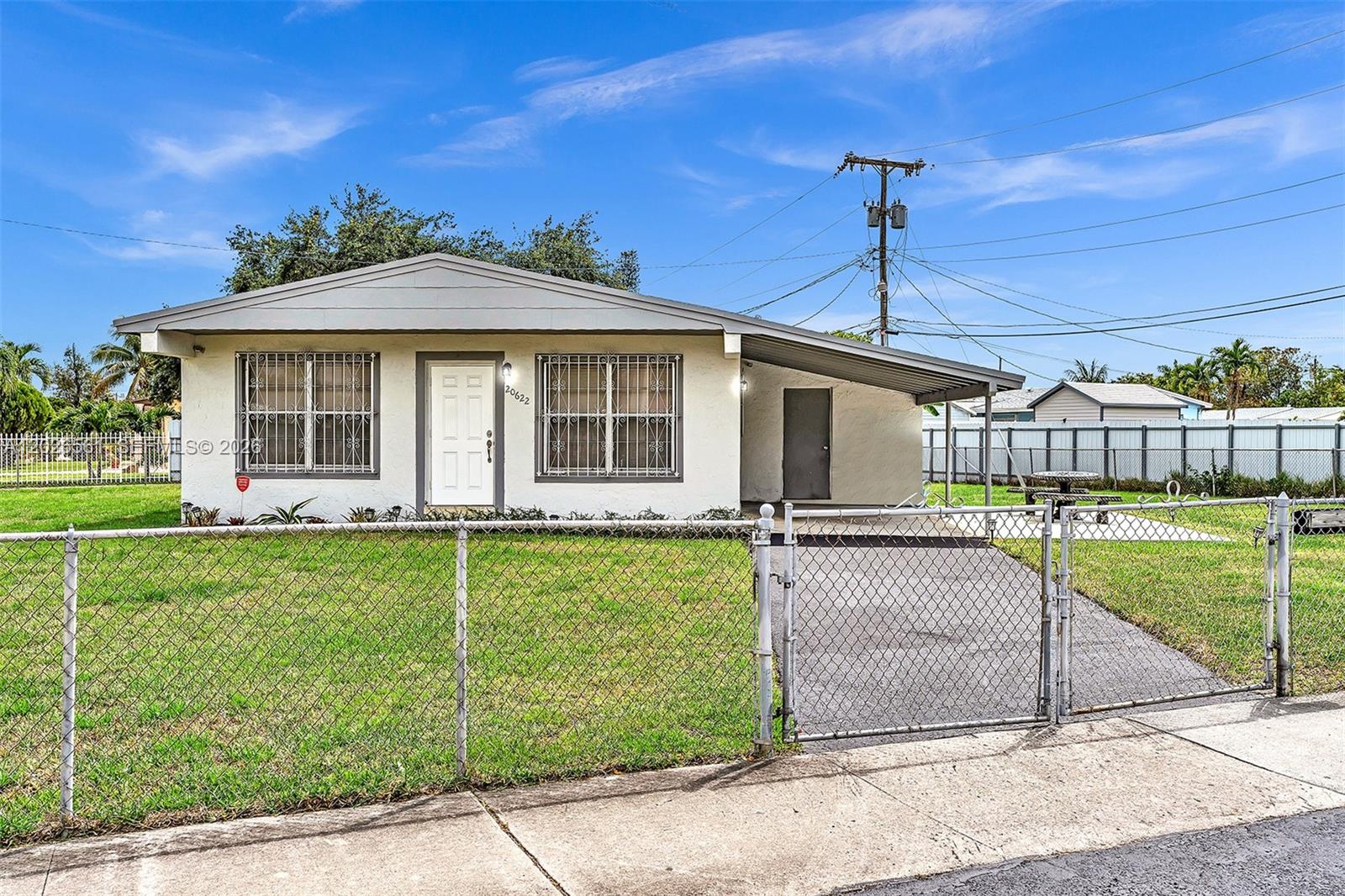 Move in with just 1st month's rent and 1 month security deposit (subject to screening). No HOA and quick move-in available! Well-maintained 2-bedroom, 1-bath single-family home with spacious rooms and a large open yard, conveniently located near Hard Rock Stadium, the Turnpike, and I-95.

Recent improvements include a new 2025 roof, updated bathroom with walk-in shower, luxury vinyl plank flooring, stainless steel appliances, granite countertops, updated cabinetry, central AC, modern lighting and ceiling fans, and plumbing upgrades. Washer and dryer located in a separate utility room with additional storage space.

Lawn maintenance included in rent. Tenant responsible for electric and water. Security camera system installed; monitoring service transferable.

Small pets may be considered on a case-by-case basis. Verifiable income, credit, background, eviction, and rental history screening required for all adult applicants. Application fee $50/adult. Renter's insurance and utility transfer required prior to move-in.