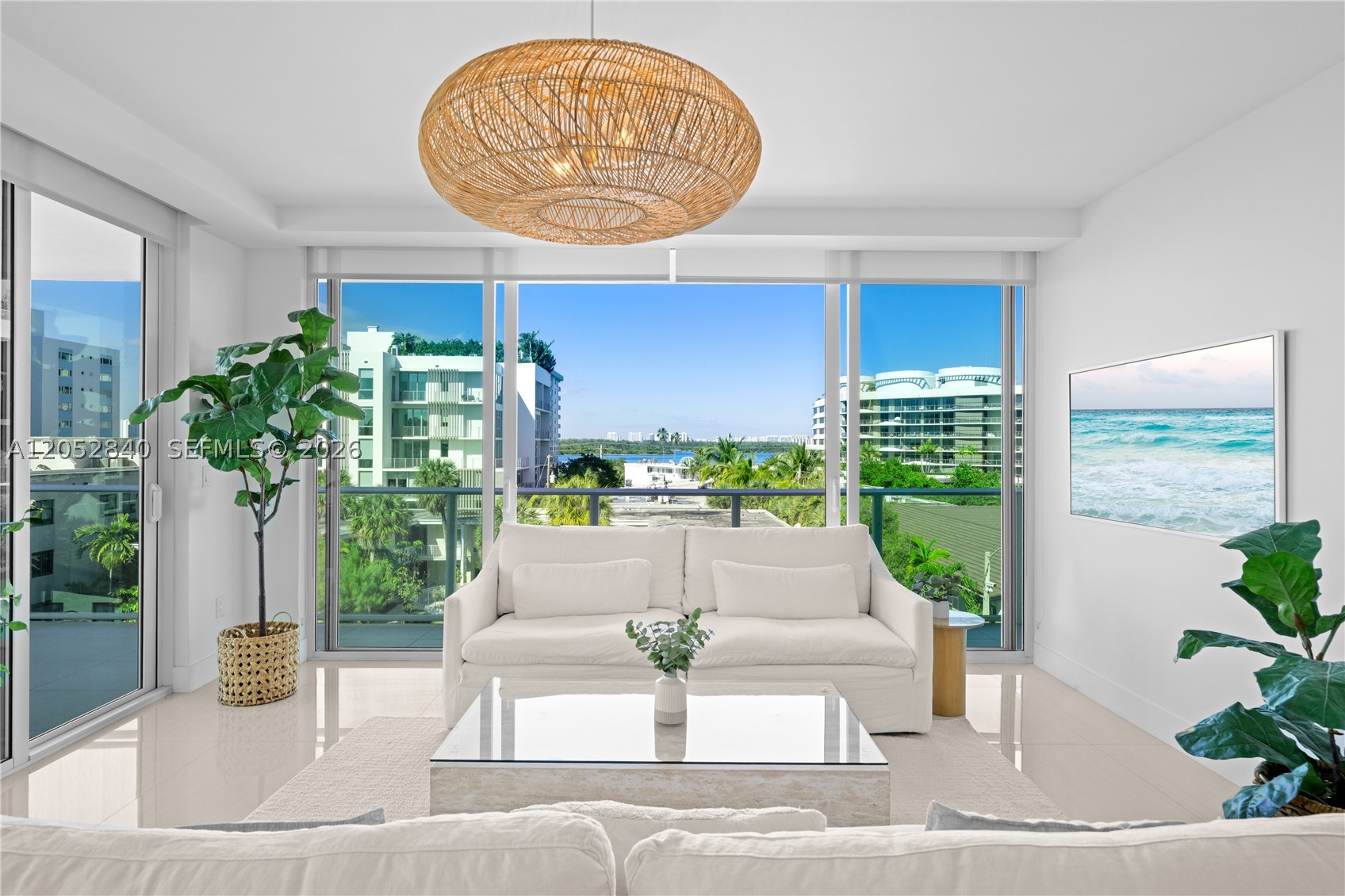 Available for a SEASONAL rental from July 2026-December 31st, 2026. Stunning and bright 2 Bedroom/2.5 Bath, fully-furnished, luxury condo at Le Jardin Residences on the charming Bay Harbor Islands! Enjoy the expansive water views of Biscayne Bay from the corner unit, with with a den converted into a formal dining room, and wrap-around balconies which provide the perfect spaces for indoor outdoor entertaining. This stylish and contemporary unit features: ITALKRAFT cabinetry, Wolf & Sub Zero appliances, washer/dryer, dishwasher, bright white ceramic floors, built-in/walk-in closets, and 2 assigned covered parking spaces. Building amenities include: secure gate entry, fitness center, rooftop pool, jacuzzi, BBQ lounge areas with rooftop panoramic views of Miami, Intracoastal and Atlantic Ocean. Walk to Bal Harbour shops, Kane Concourse restaurants, beach, retail, house of worship & top-rated schools.