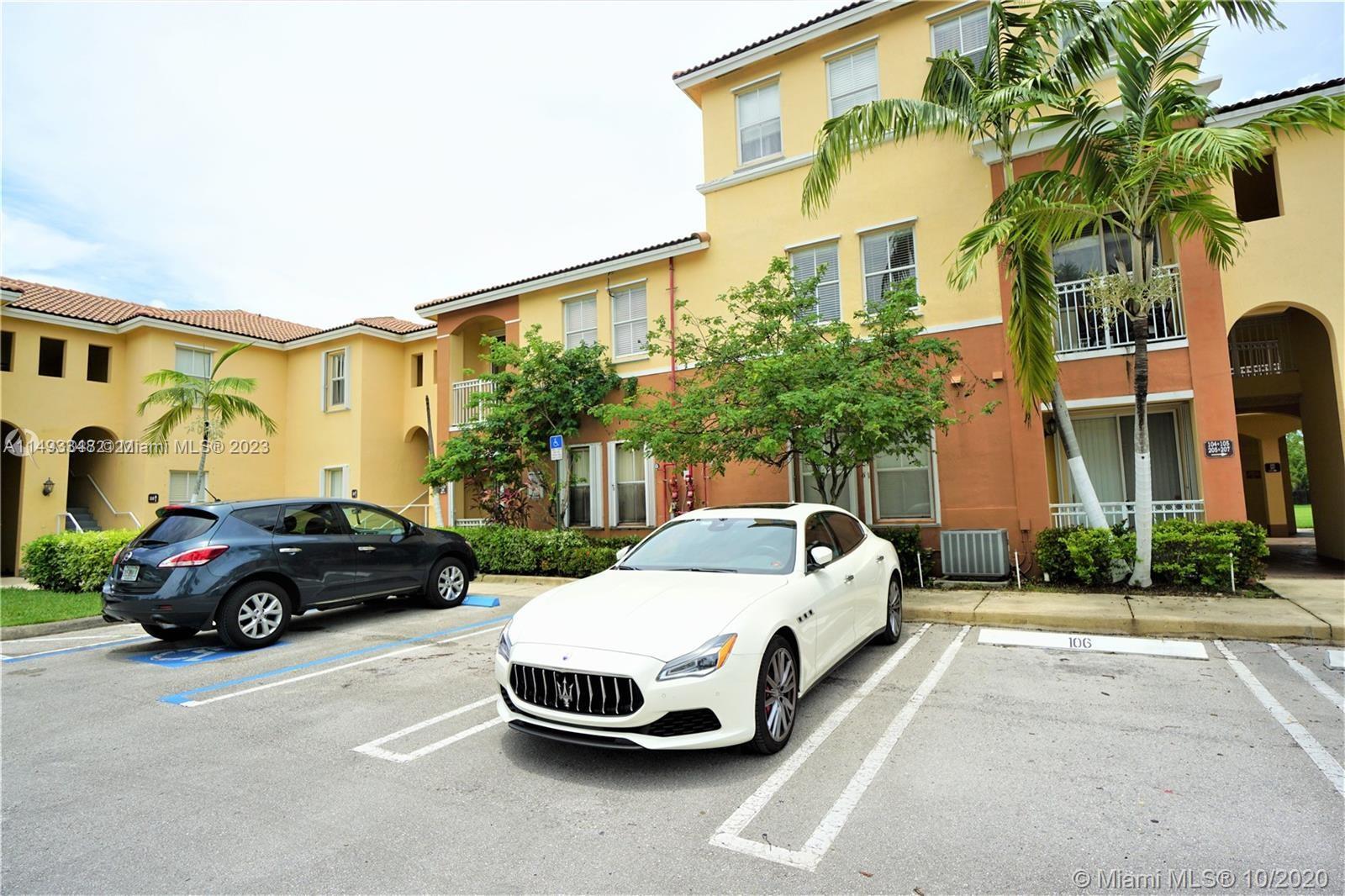 Location , location, Location ,  NEW APPLIANCES, Independent entrance and staircase only for this unit, absolute private. 3 bedrooms 2 bathrooms, laundry, 2 parking spaces, plus guest parking. Beautiful view,remodeled kitchen,granite counter tops, Close to Turnpike, palmetto, and flagler street. Ready to move in, ACCORDION SHUTTERS ,Community with pool and total security. It is like living in a Resort, very spacious! Lovely landscaped community!