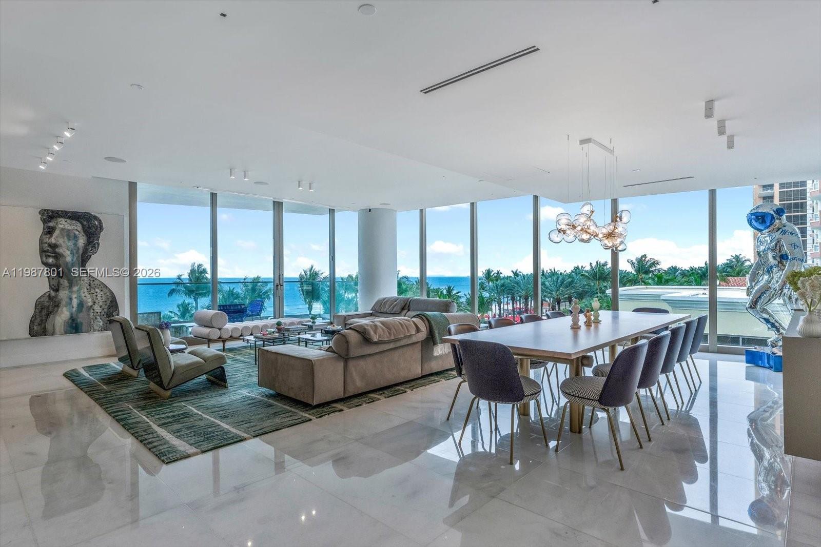 Impeccably designed Botticelli residence at the Estates at Acqualina, one of only two in the entire complex. This rare floor plan offers over 5,200 square feet with three direct oceanfront bedrooms and unobstructed views of the Atlantic from every principal room.

Features include private elevator foyer, expansive living and dining areas with floor-to-ceiling glass, oversized terraces, custom millwork, premium stone finishes, and a fully equipped chef’s kitchen with top-of-the-line appliances. The primary suite offers a spa-inspired bath, Molteni closets, and direct ocean views.

Enjoy world-class amenities including multiple restaurants, Rolls-Royce house cars, spa and fitness center, and over 45,000 square feet of lifestyle amenities. Rare opportunity to own one of the most exclusive layouts in the building.