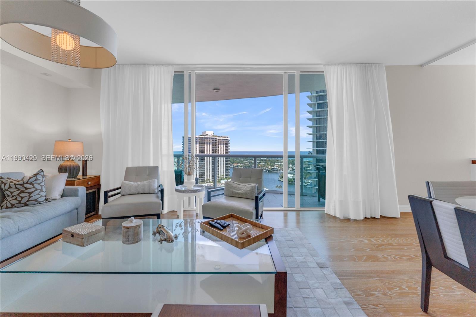 The Parc at Turnberry best corner unit for sale. Located on 20th floor, amazingly renovated & professionally decorated. Used as 2nd home, immaculate maintained. 3 beds, 3 full baths over 1820 sqft w/ wood paneling, real wood floors throughout, marble in the bathrooms, private foyer. Large open balcony facing east w/ intracoastal & ocean views. Every room has its own balcony w/ intracoastal, ocean/city views. Italian cabinetry w/ double oven, SS appliance, SS back splash & quartz countertop. Barn door off kitchen/living. Lots of custom closets, cabinetry Unit is sold as is furnished, decorated w/ furniture, electronics /decorated effects. Custom window treatment. Special lightening. Building offers valet, security SPA, jacuzzi, pool, billiard room etc..Walk distance to synagogue Pets ok!