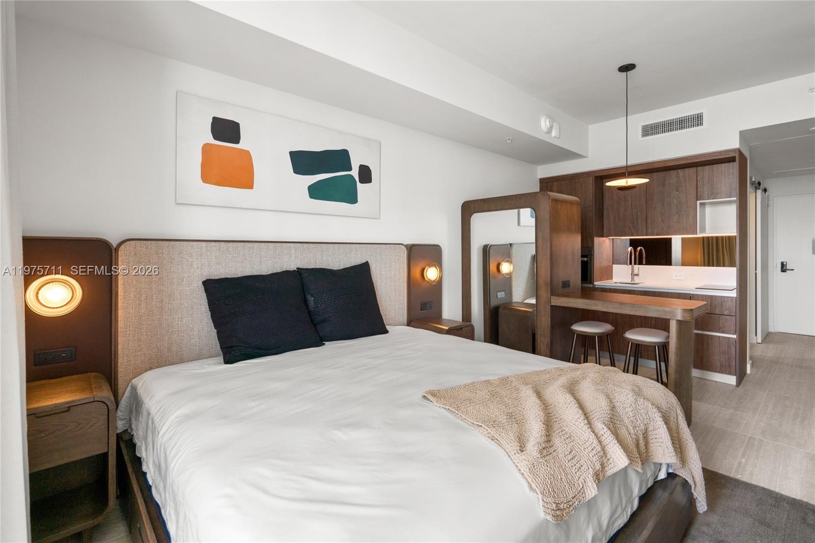 Turnkey furnished Studio at Domus Flats Brickell Center offering a unique hotel style living experience in Brickell. Bright and modern layout with private balcony, floor to ceiling windows, smart entry, and high-and appliances. Building features rooftop pool, gym, steam room, co working spaces, café, and 24/7 security. Prime location near Brickell City Centre, MetroMover, and top dining and entertainment. Ready for immediate occupancy. Daily, weekly, monthly and annual rents allowed.