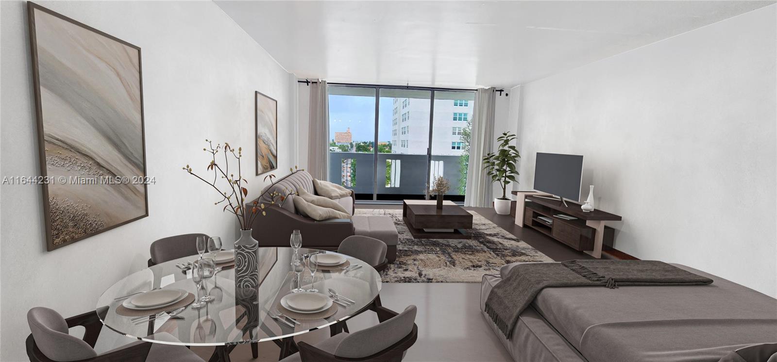 Spacious, industrial-modern studio with a balcony and an unobstructed view of Miami Beach with the ocean in the backdrop.  Open kitchen, polished concrete flooring, and smooth ceilings.  Perfect for an investor-- tenant already in place.  Bay front condo with an open air lobby, resort-style pool deck overlooking Biscayne Bay, Star Island, and the cruise ships, bbq area, hot tub, and fitness rooms.  Parking, cable and internet included.  Pet friendly and rentals allowed up to 2 times per year.