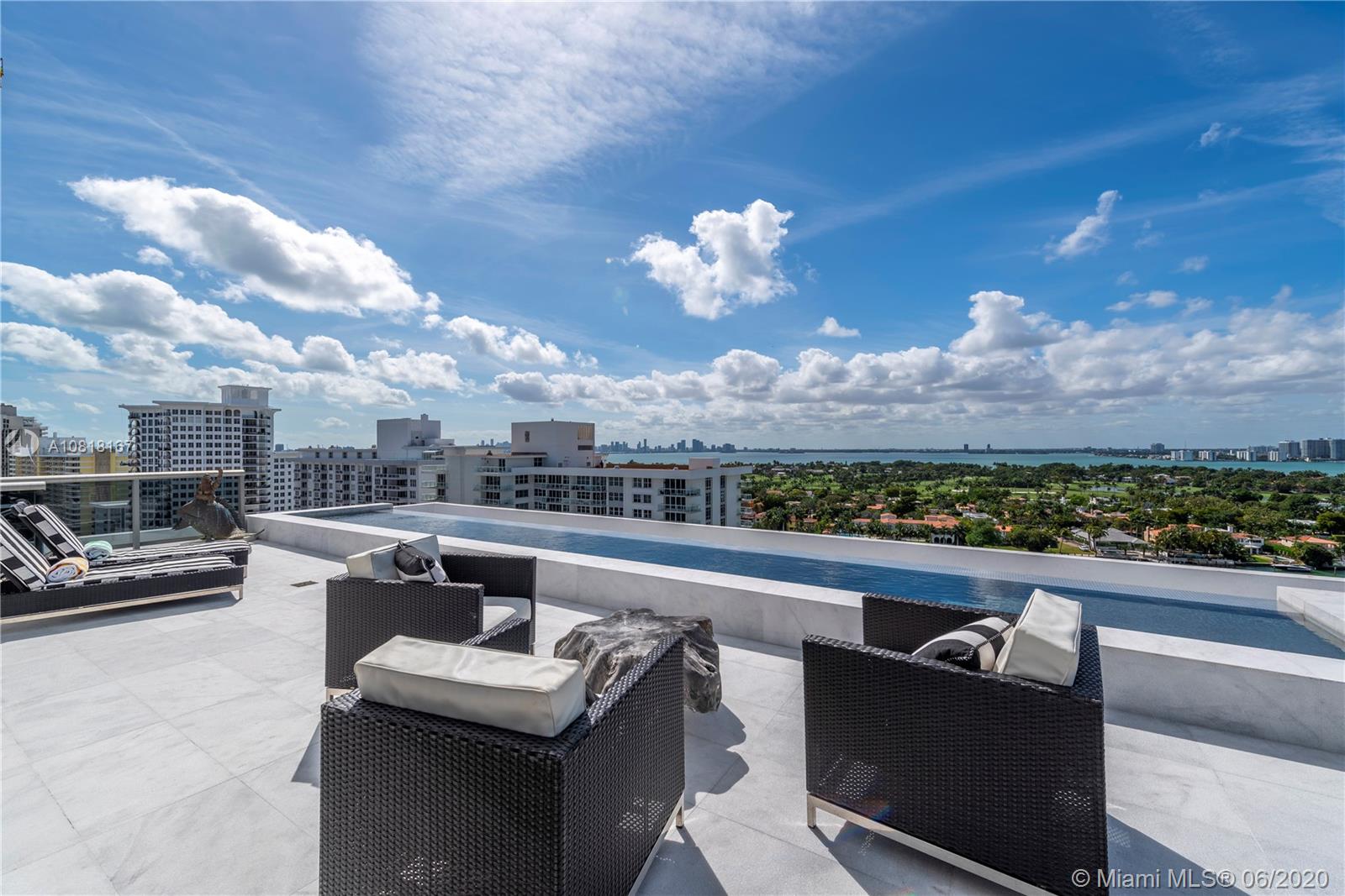 A delicate balance between a perfect showcase for your art and an oceanfront home in the sky. Enjoy living in this ultra-exclusive boutique building, boasting 1 unit per floor. This one-of-a-kind residence features a private rooftop oasis with an infinity-edge, saltwater heated pool and a full summer kitchen. Bask in breathtaking, direct ocean, bay, sunrise and sunset views in this completely and meticulously renovated custom home. Luxurious features include 3 private elevators, a gourmet chef’s kitchen with dual ovens, refrigerators and sinks, an oceanfront principal bedroom with 2 full baths and 2 walk-in closets, the entire residence is custom designed for the most discerning buyer. Villa Di Mare offers 24-hour security, concierge, valet, pool, gym, sauna, and secure access to beach.