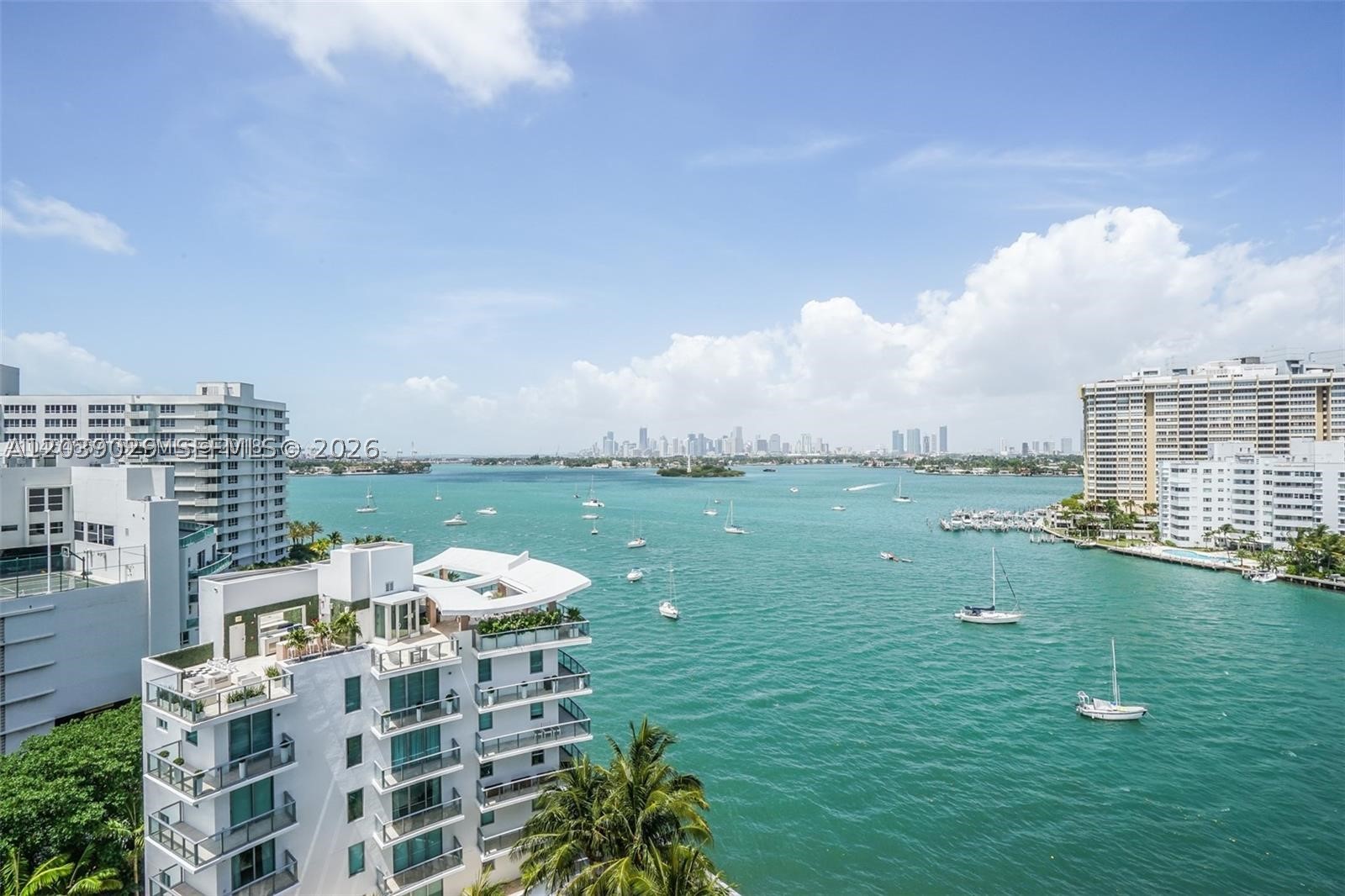 Unparalleled views of the Bay and the Miami skyline from this spacious 2 bedroom and 2.5 bathroom open flow through residence. This home offers bay front, city and ocean views with majestic sunrise and sunset views. Features include Poggenpohl cabinetry in kitchen and bathrooms, Sub-zero, Wolf and Miele appliances with marble flooring throughout residence. Capri is a boutique 69 home bay front development in South Beach most serene location and just steps to Lincoln Road. Easy to show.